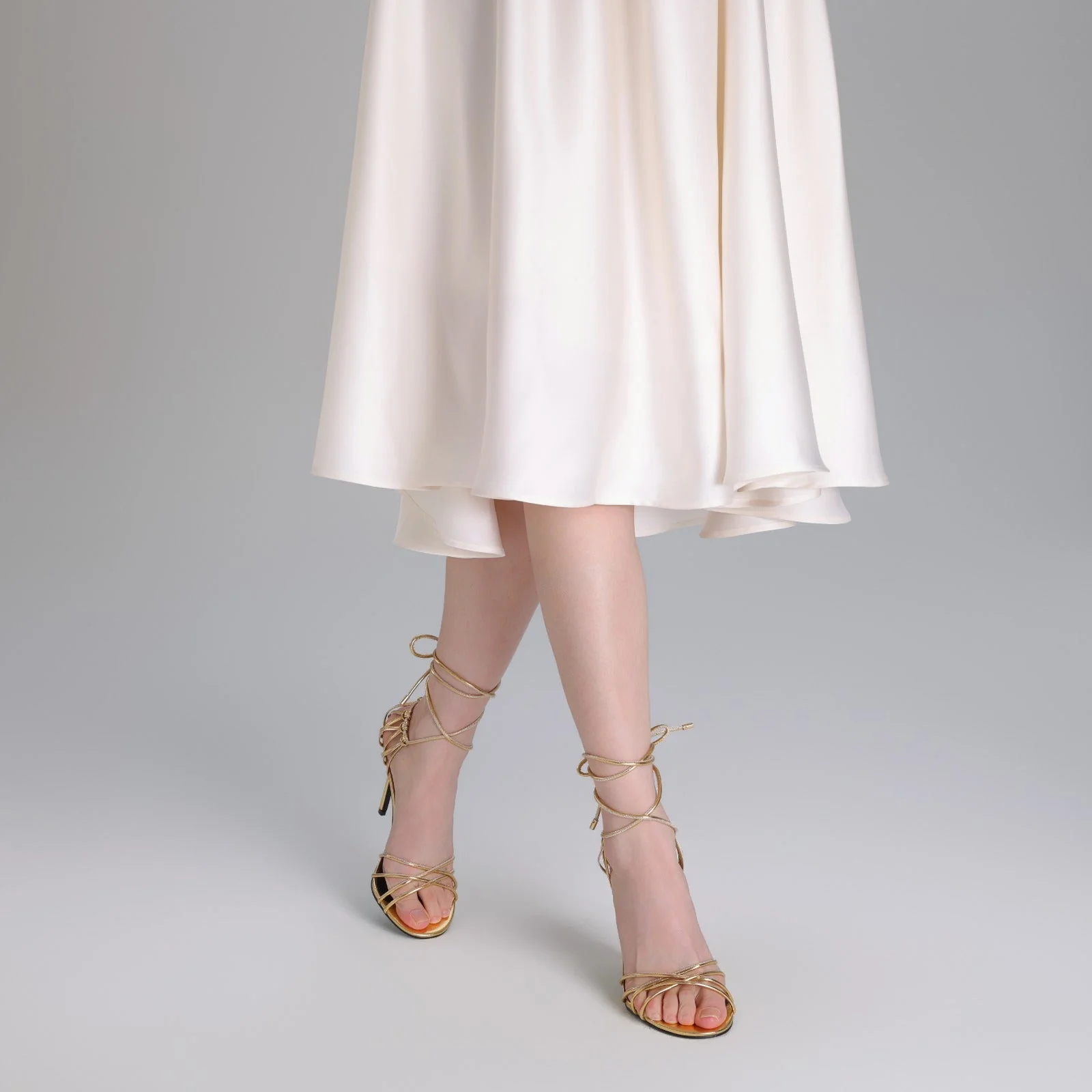 Gold Metallic Multi Strap High Heel Sandals