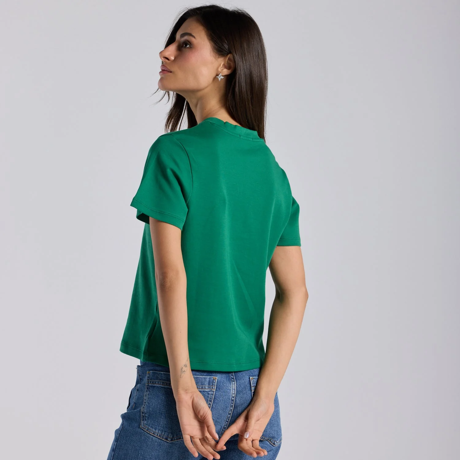 Green Embroidered Cotton T-shirt - Image 3
