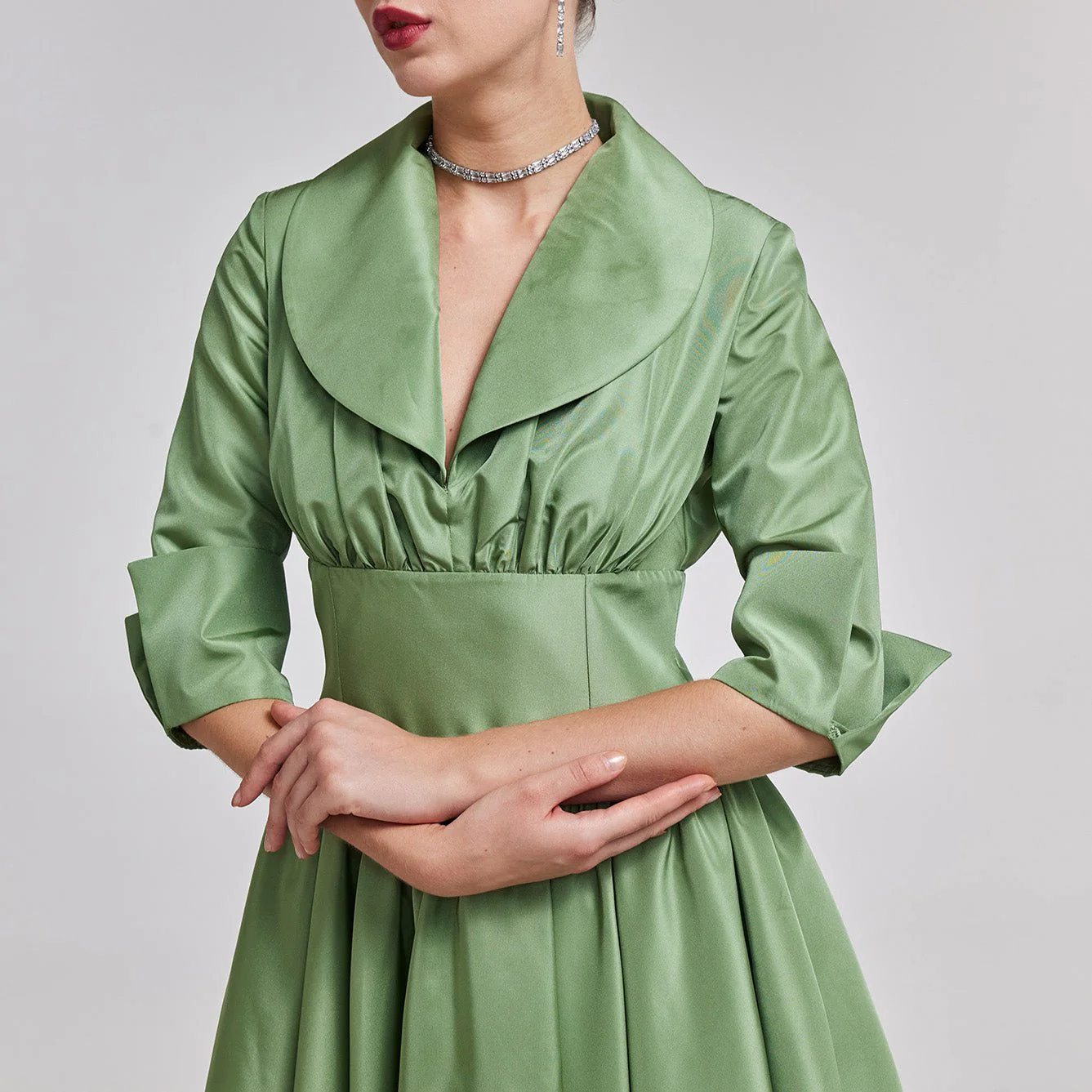 Green Taffeta Blazer Gown - Image 2