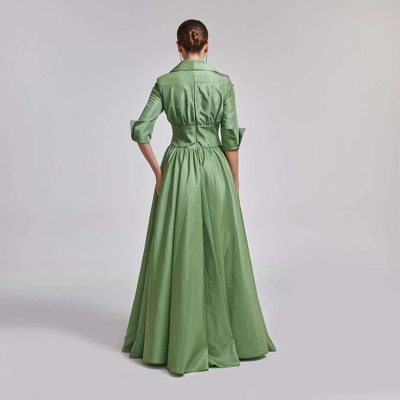 Green Taffeta Blazer Gown - Image 3