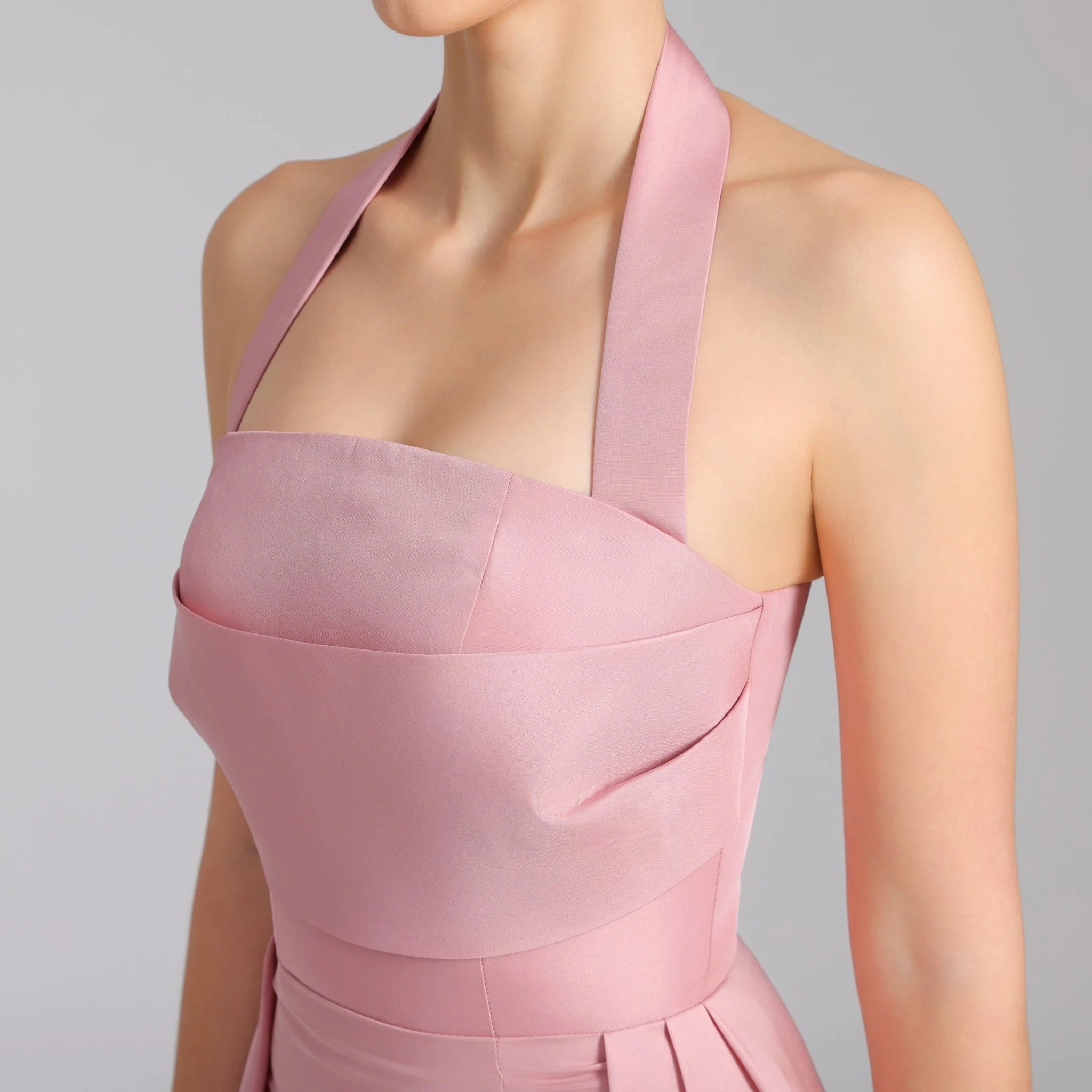 Halter Neck taffeta Maxi Dress Light Pink - Image 4