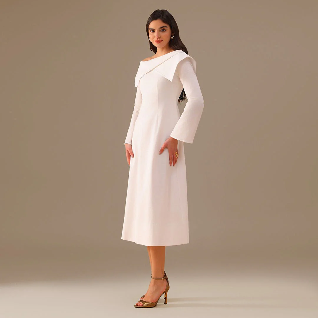 Folded Shoulder Midi Dress - Image 2