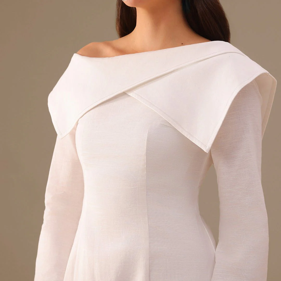 Folded Shoulder Midi Dress - Image 3