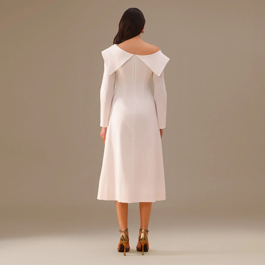 Folded Shoulder Midi Dress - Image 4