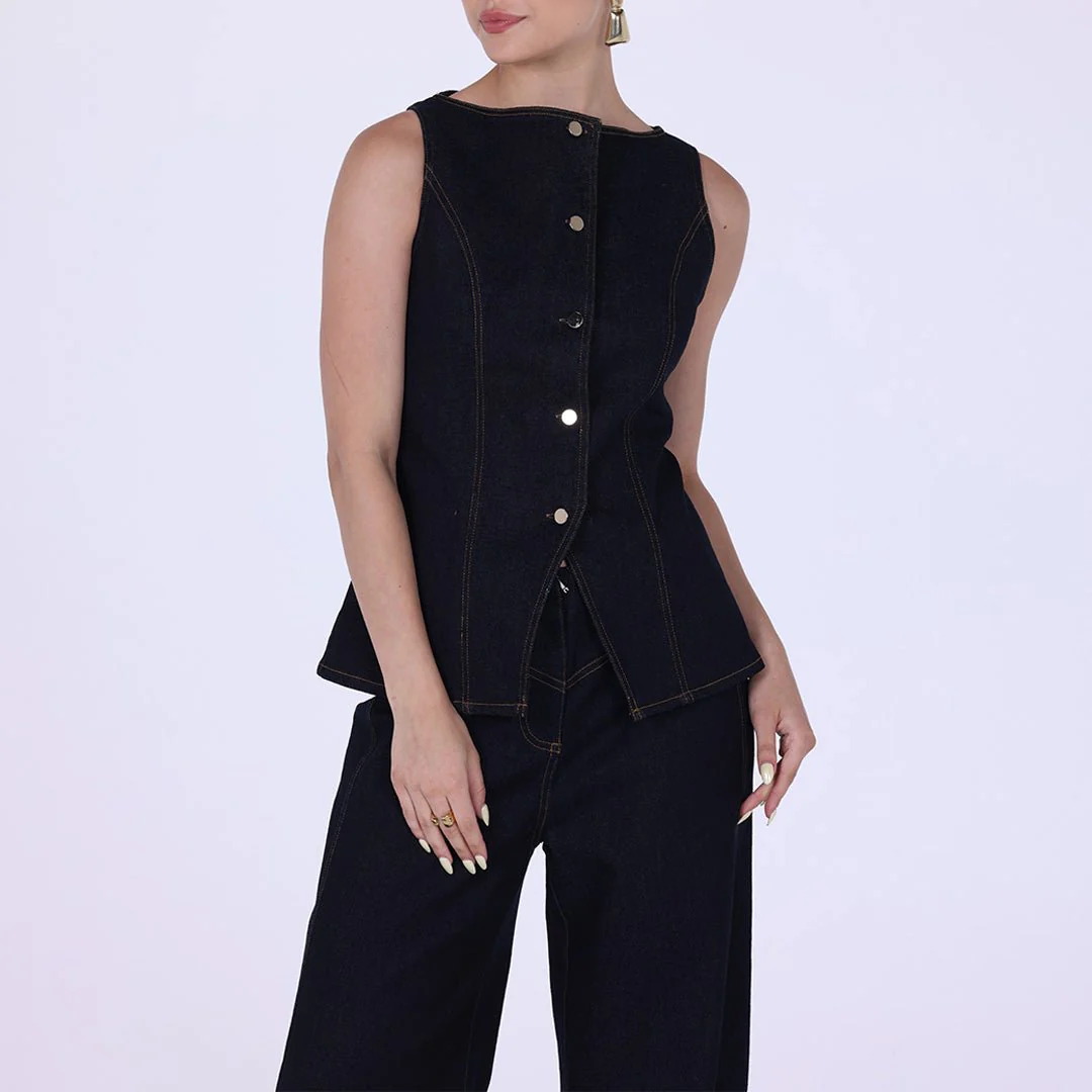 High Waist Wide Leg Denim Pants - Image 3