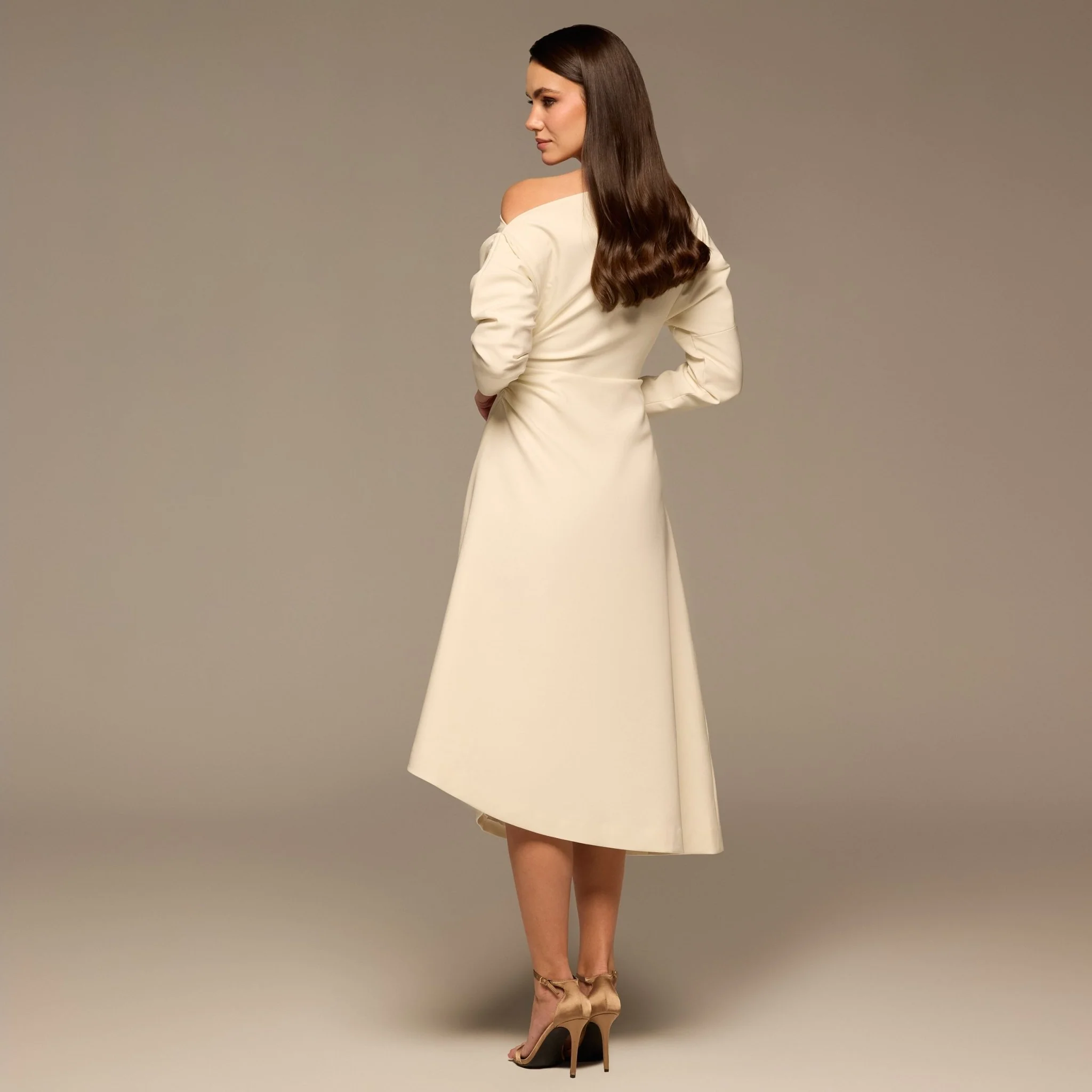 Ivory Asymmetric Off Shoulder Maxi Dress - Image 4