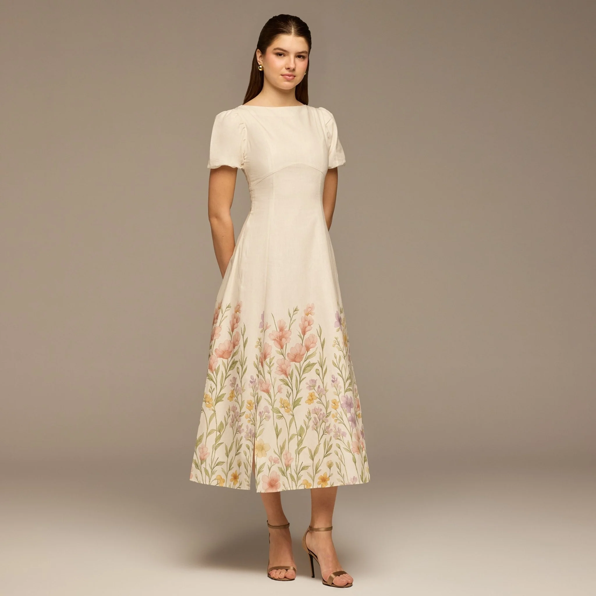 Floral Print Cotton Midi Dress - Image 2
