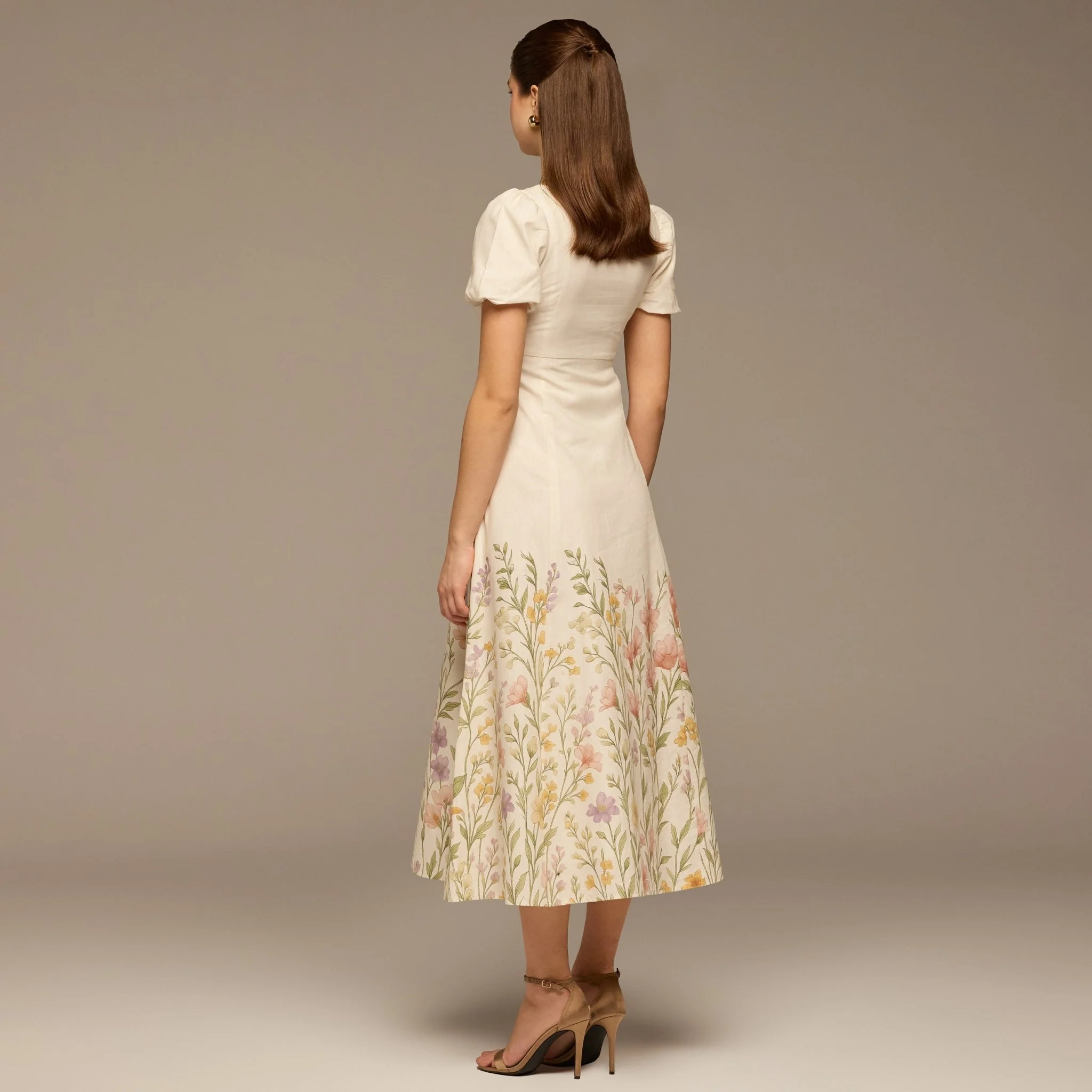 Floral Print Cotton Midi Dress - Image 3