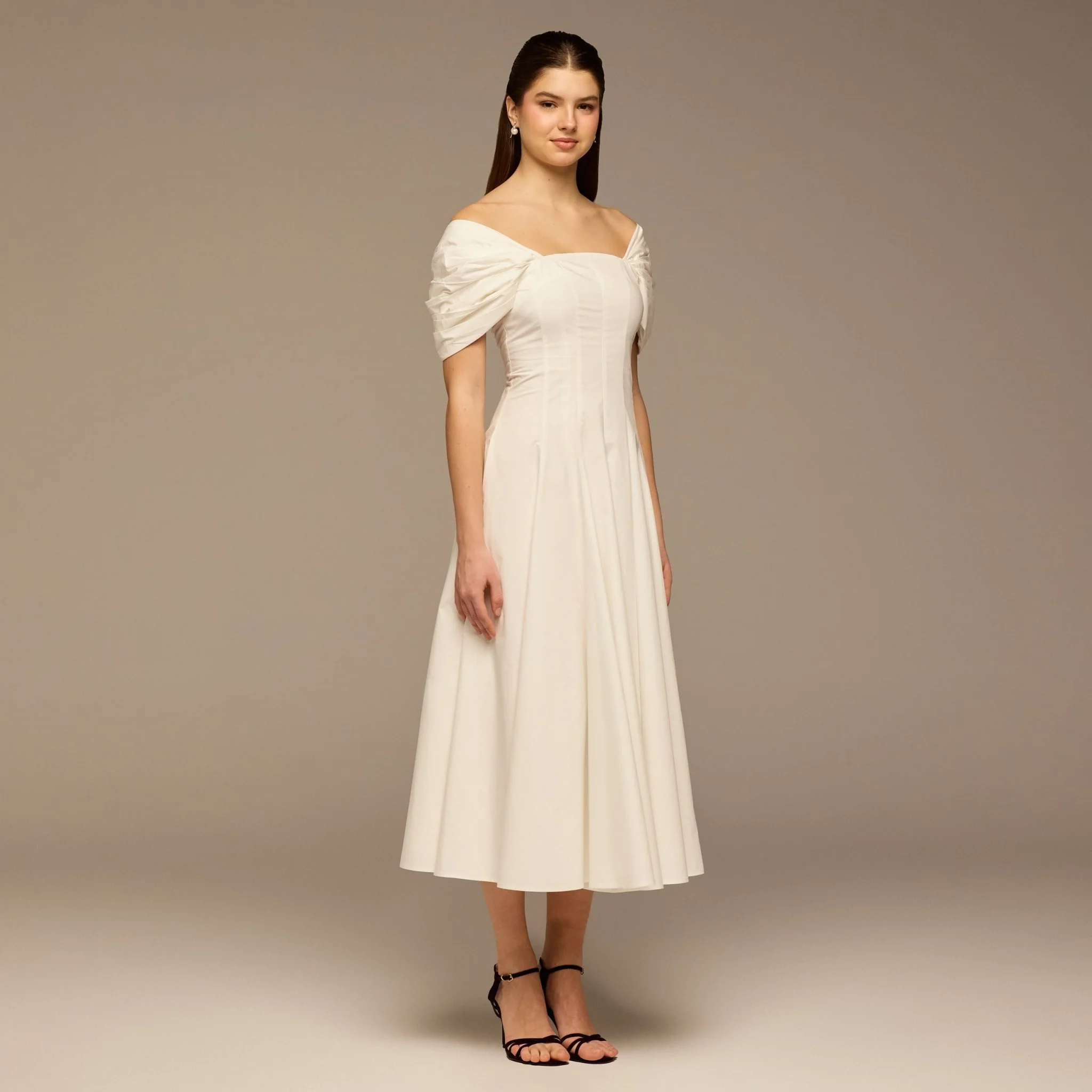 Ivory Puff Sleeve Cotton Maxi Dress - Image 2