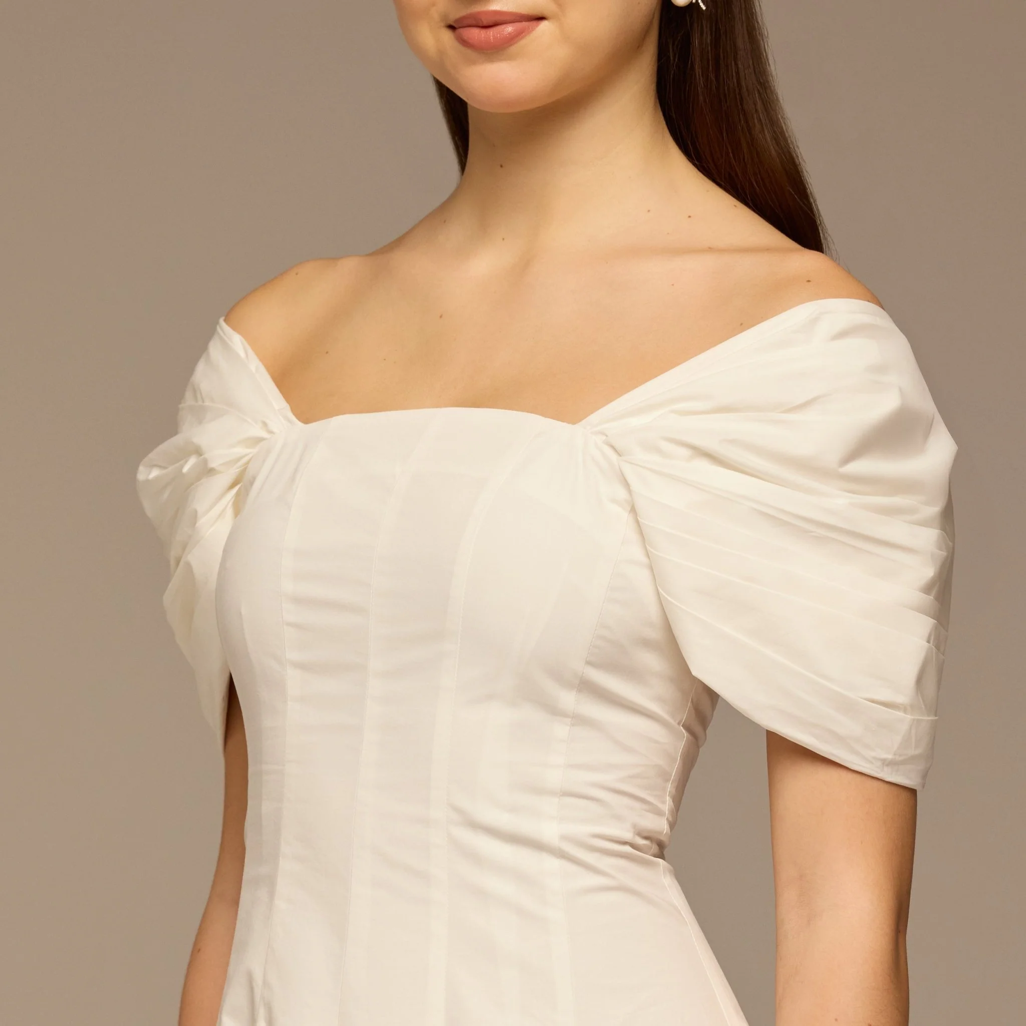 Ivory Puff Sleeve Cotton Maxi Dress - Image 3