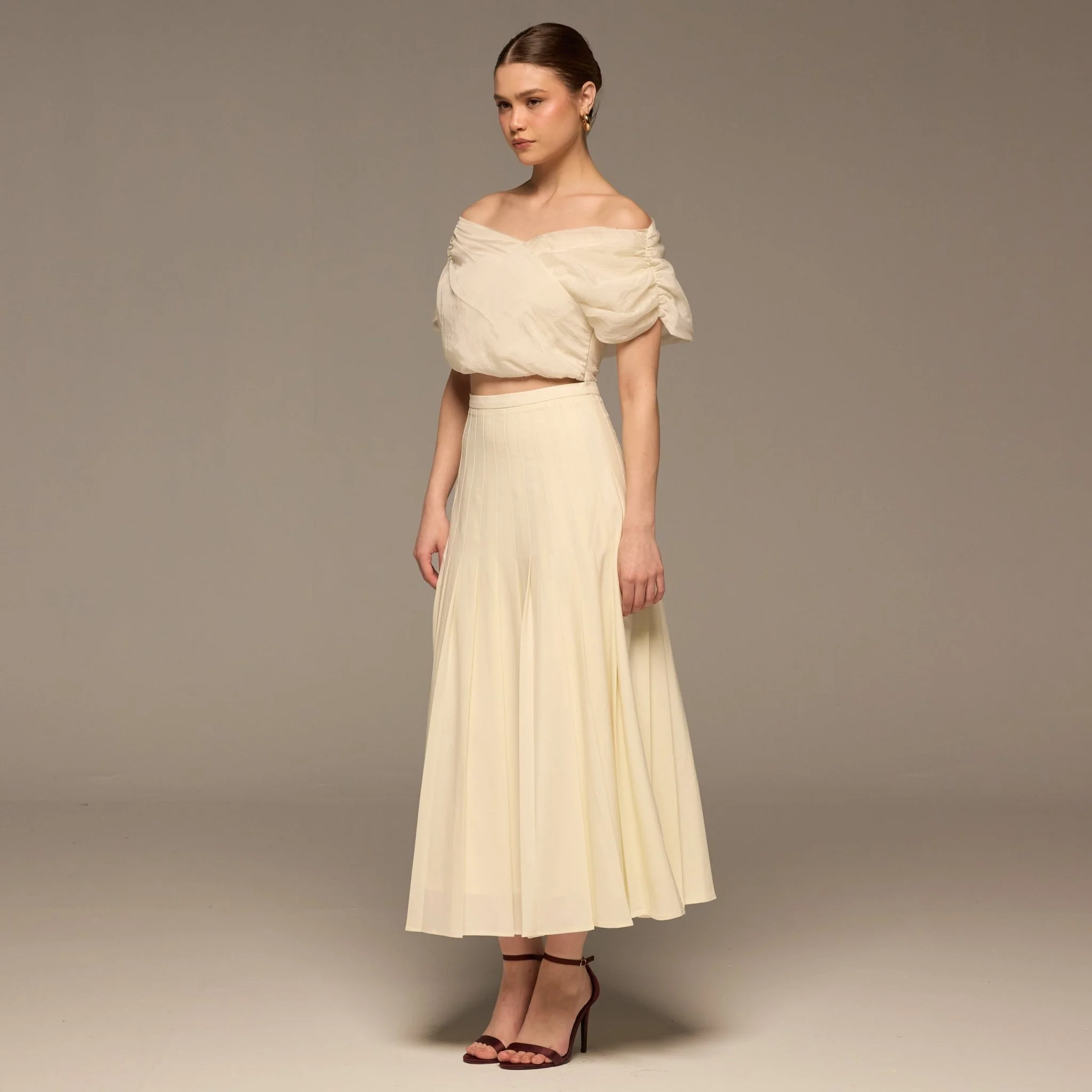 Ivory Off Shoulder Organza Blouse - Image 4
