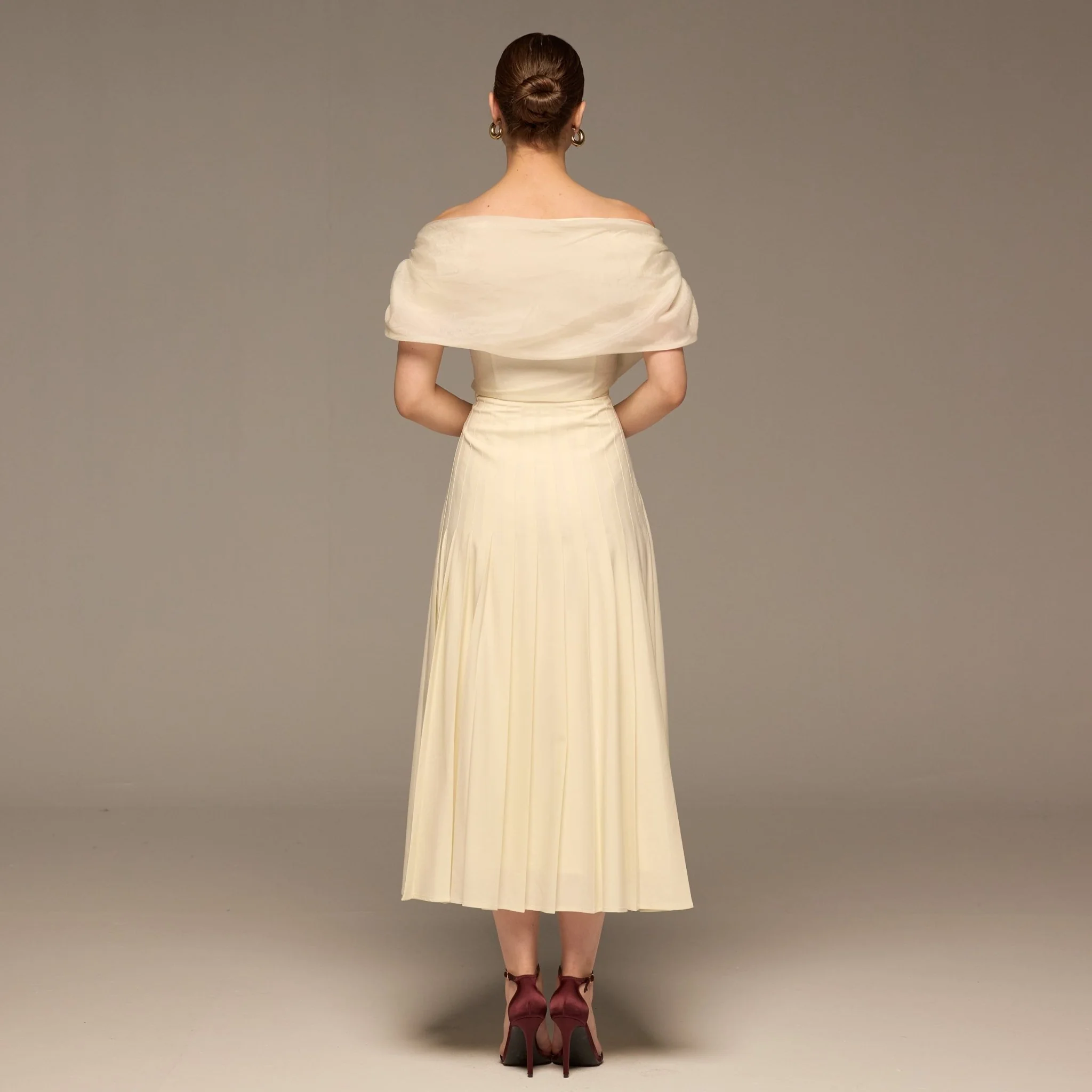 Ivory Off Shoulder Organza Blouse - Image 8