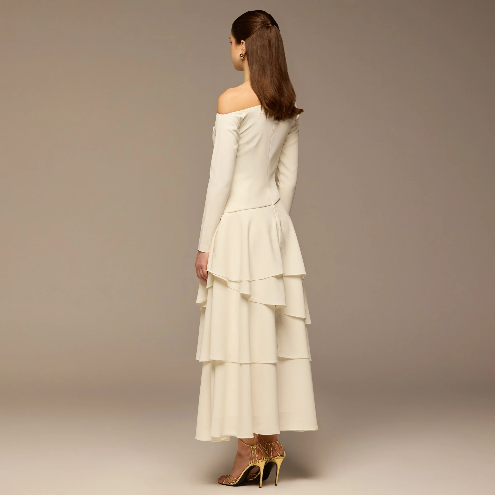 Ivory One-Shoulder Tiered Ruffle Dress - Image 4