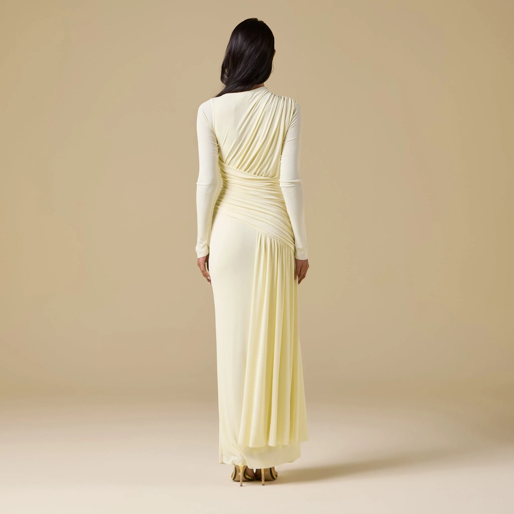 Jersey Draped Long Sleeve Maxi Dress - Image 12