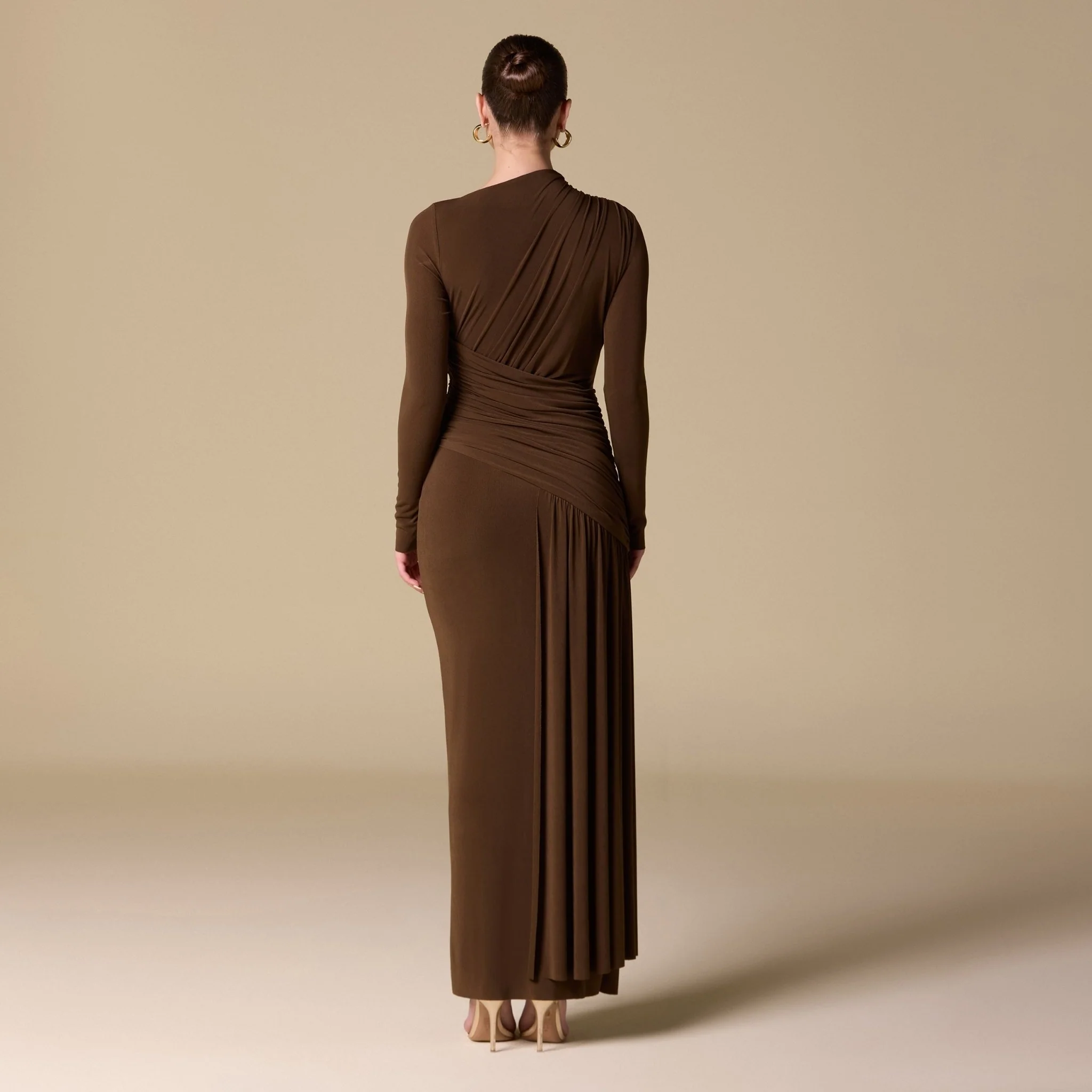 Jersey Draped Long Sleeve Maxi Dress - Image 3