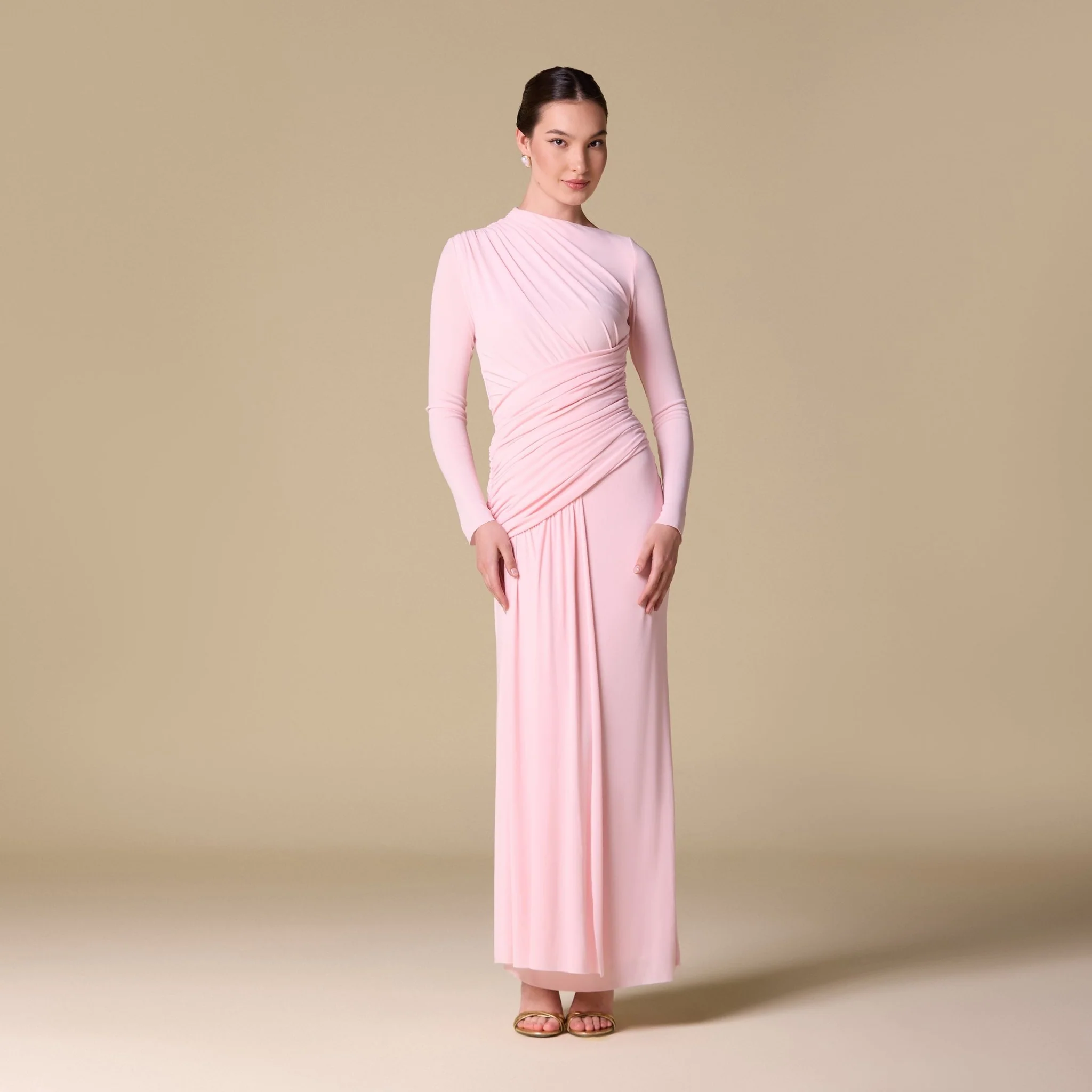 Jersey Draped Long Sleeve Maxi Dress - Image 5