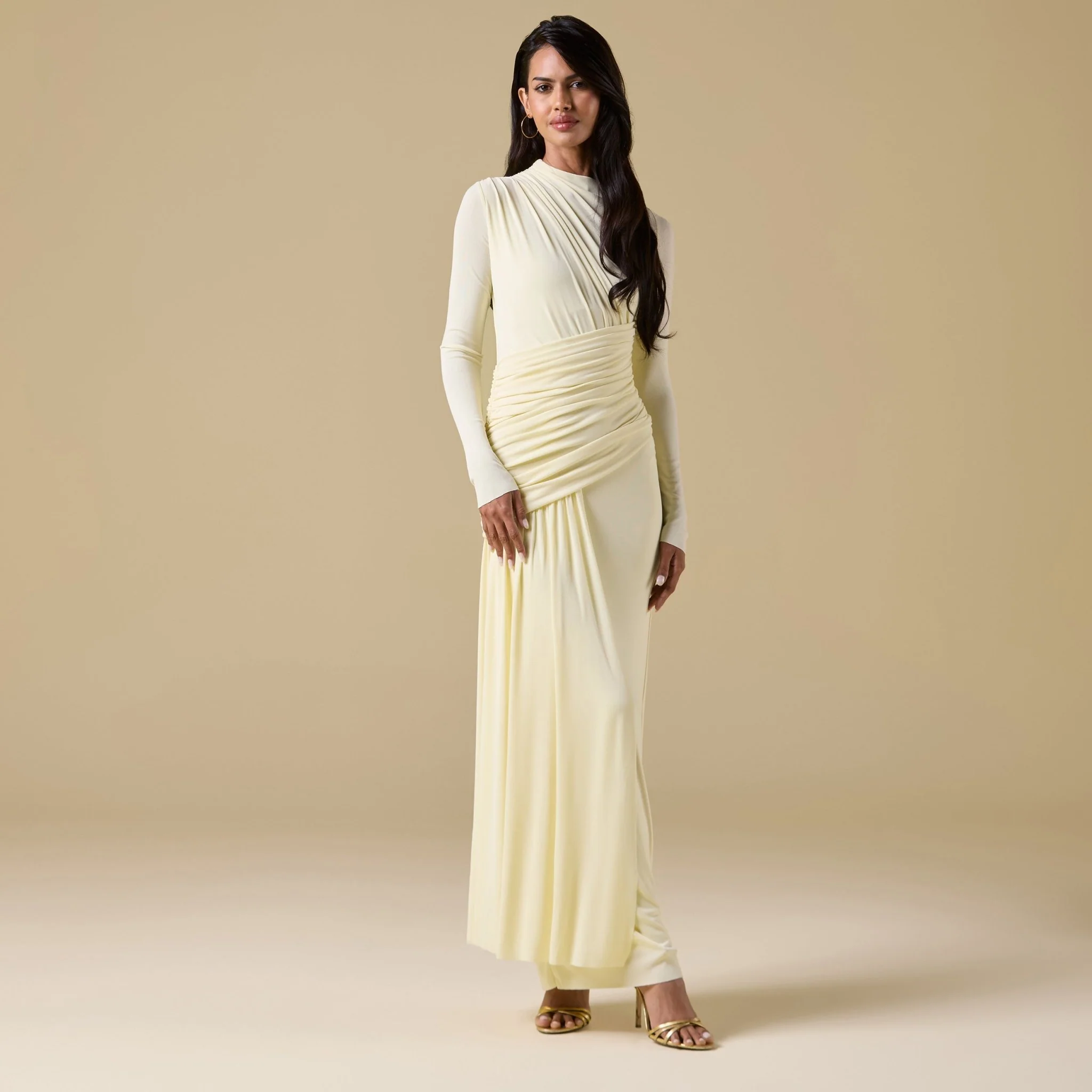Jersey Draped Long Sleeve Maxi Dress - Image 9