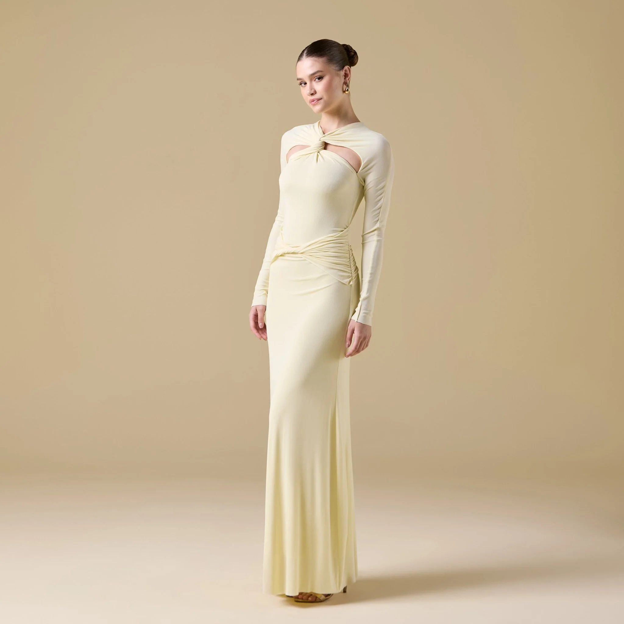 Jersey Gathered Maxi Dress with Chest Cut-Out - Image 6