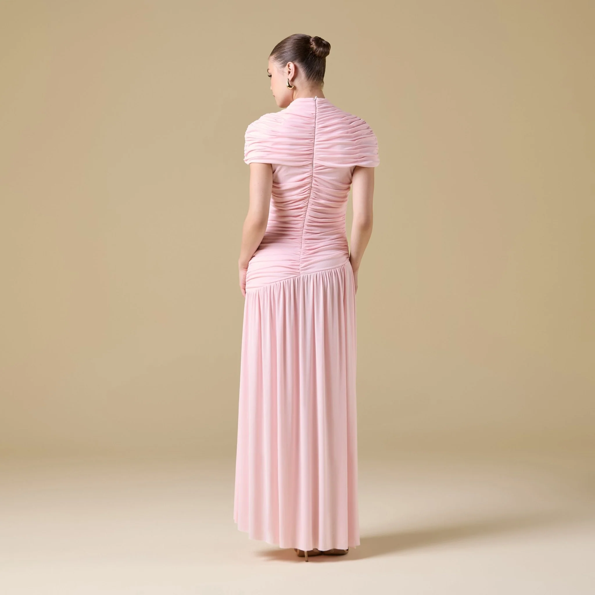 Jersey Gathered Maxi Dress with Pleated Skirt - Image 8