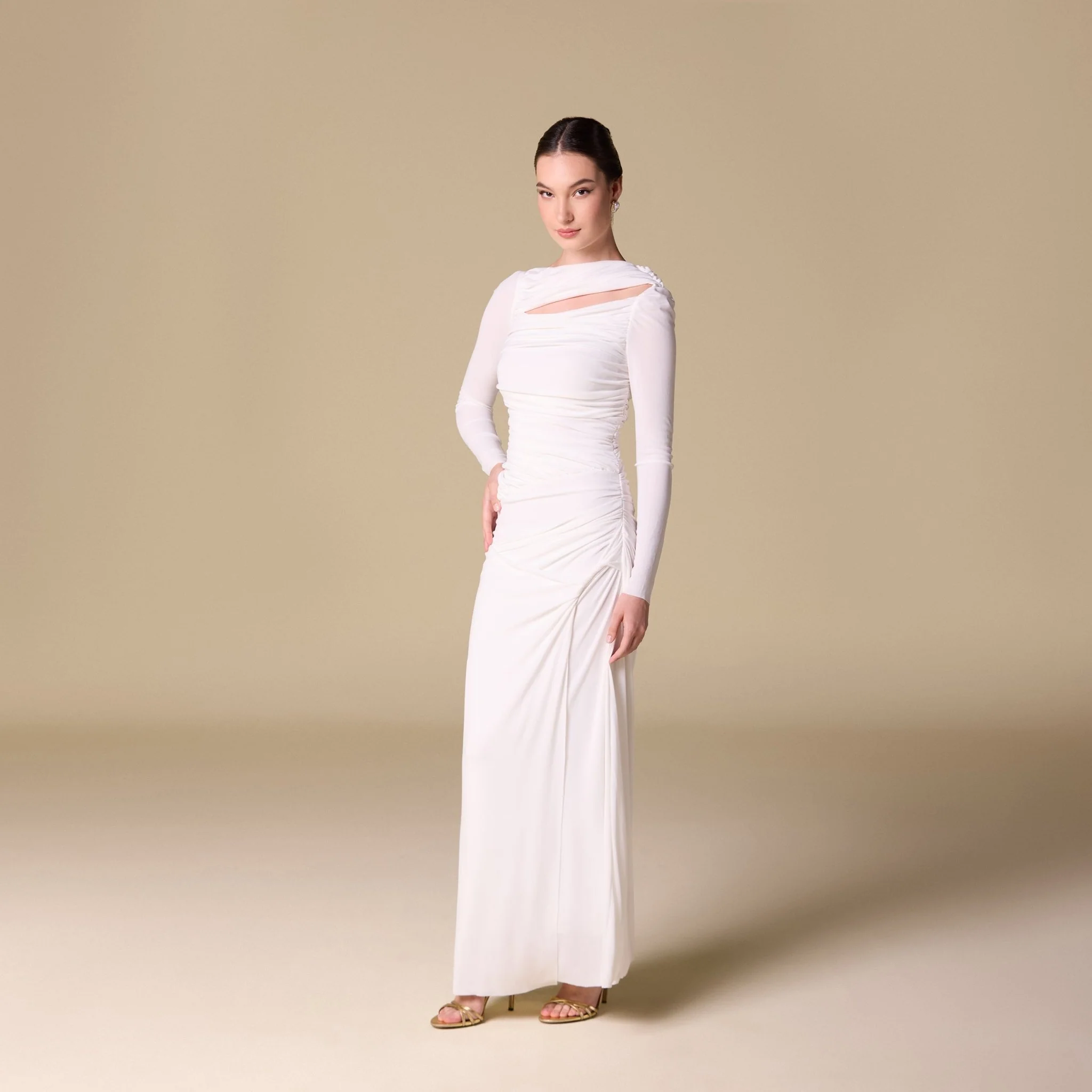 Jersey Gathered Maxi Dress with Side Twist - Image 6