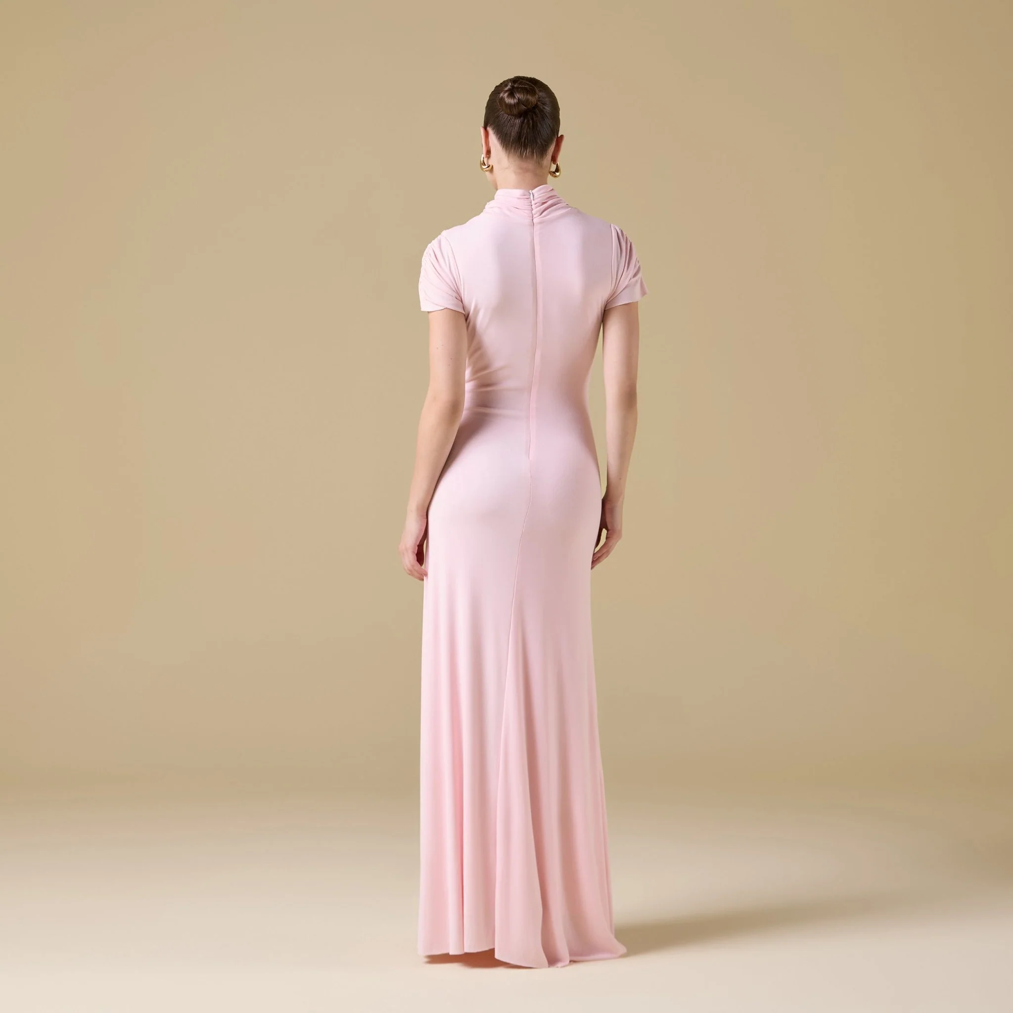 Jersey Gathered Short Sleeve Maxi Dress - Image 4