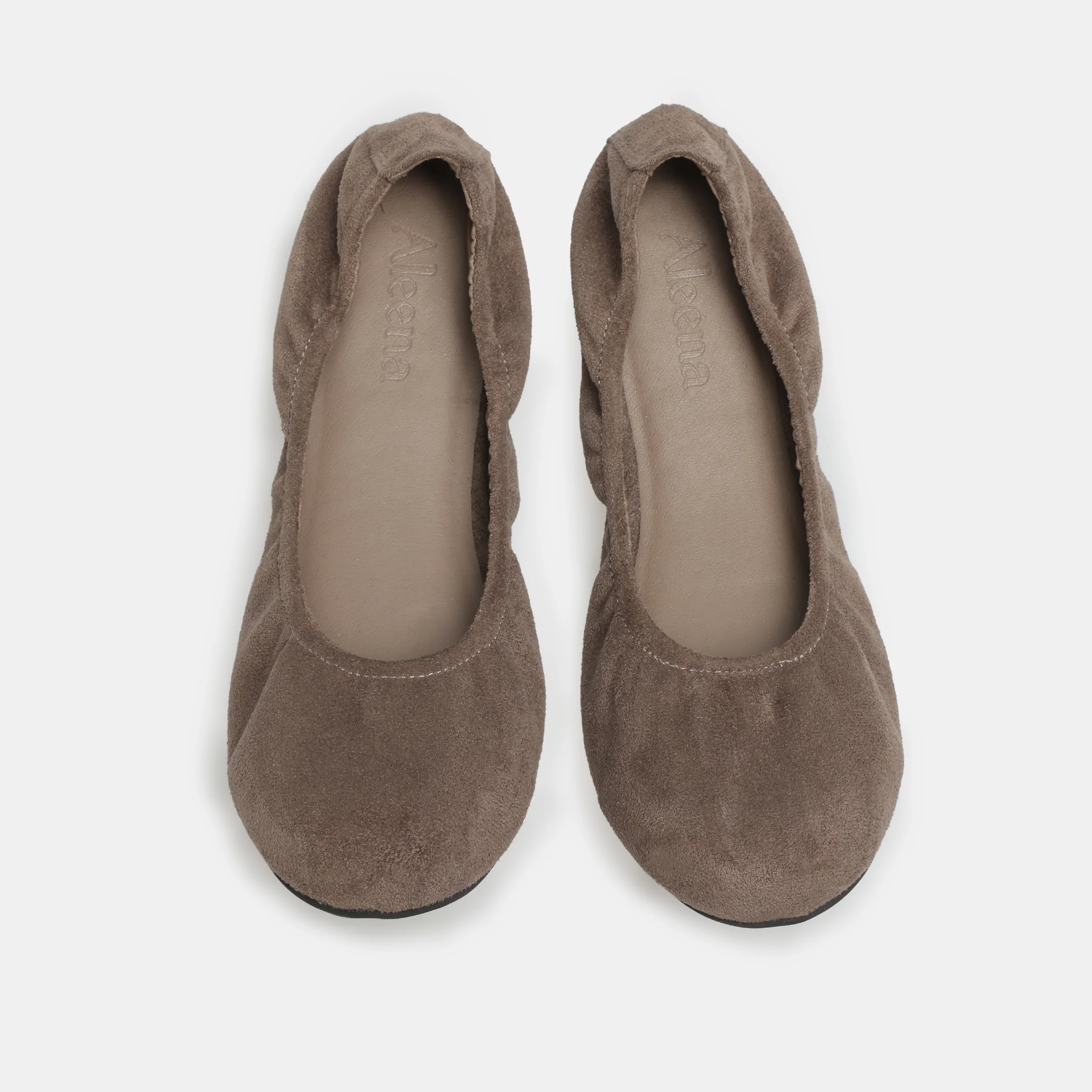 Khaki Suede Elastic Ballet Flats - Image 4