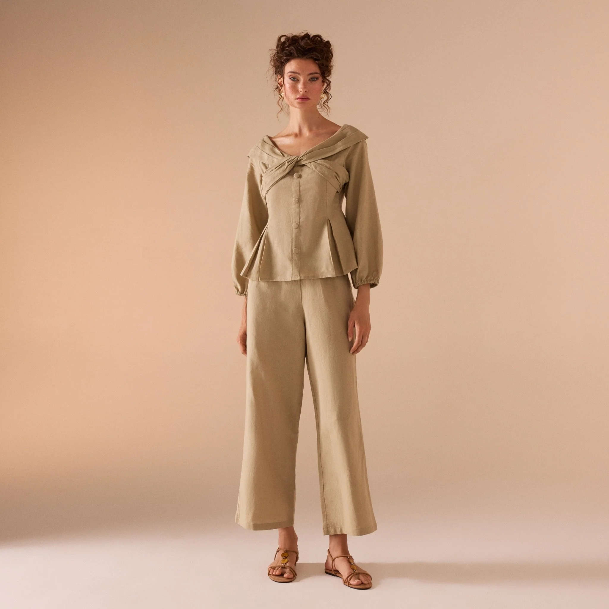 Khaki linen Pants - Image 4