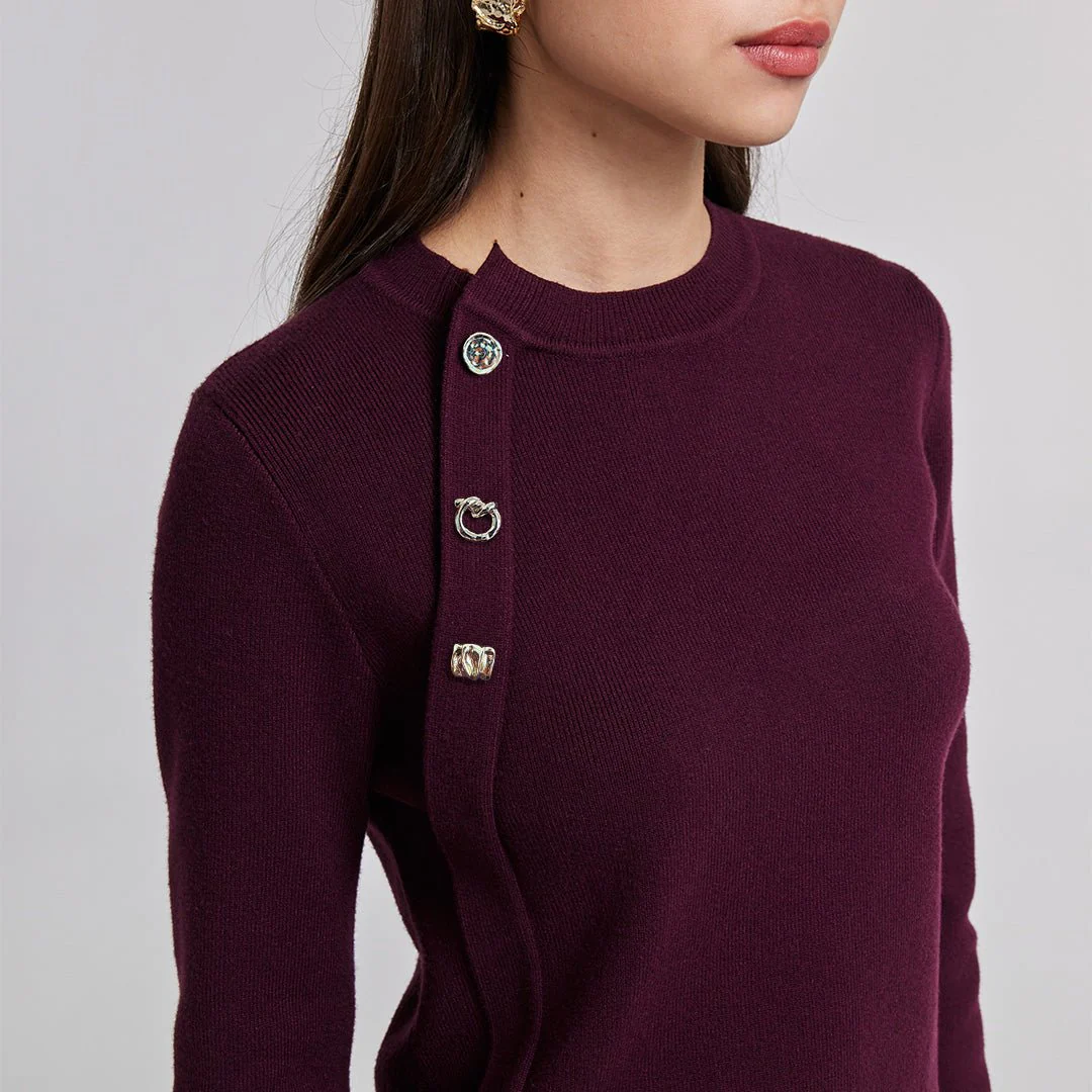 Knit Sweater with Side Buttons - Image 2