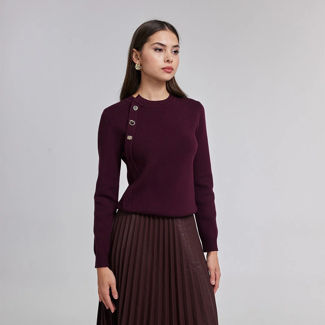 Knit Sweater with Side Buttons - Image 3