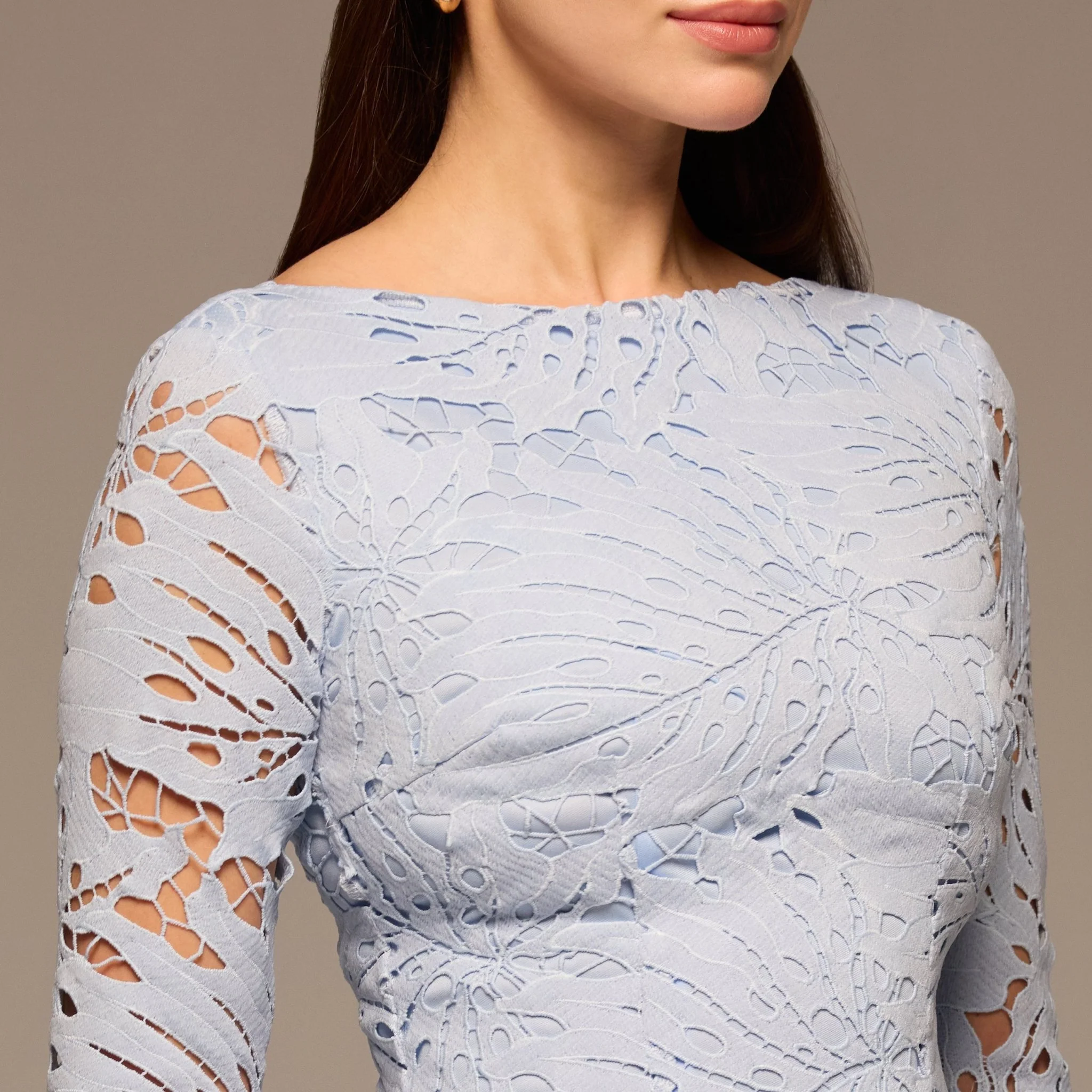 Light Blue Lace Long Sleeve Maxi Dress - Image 3