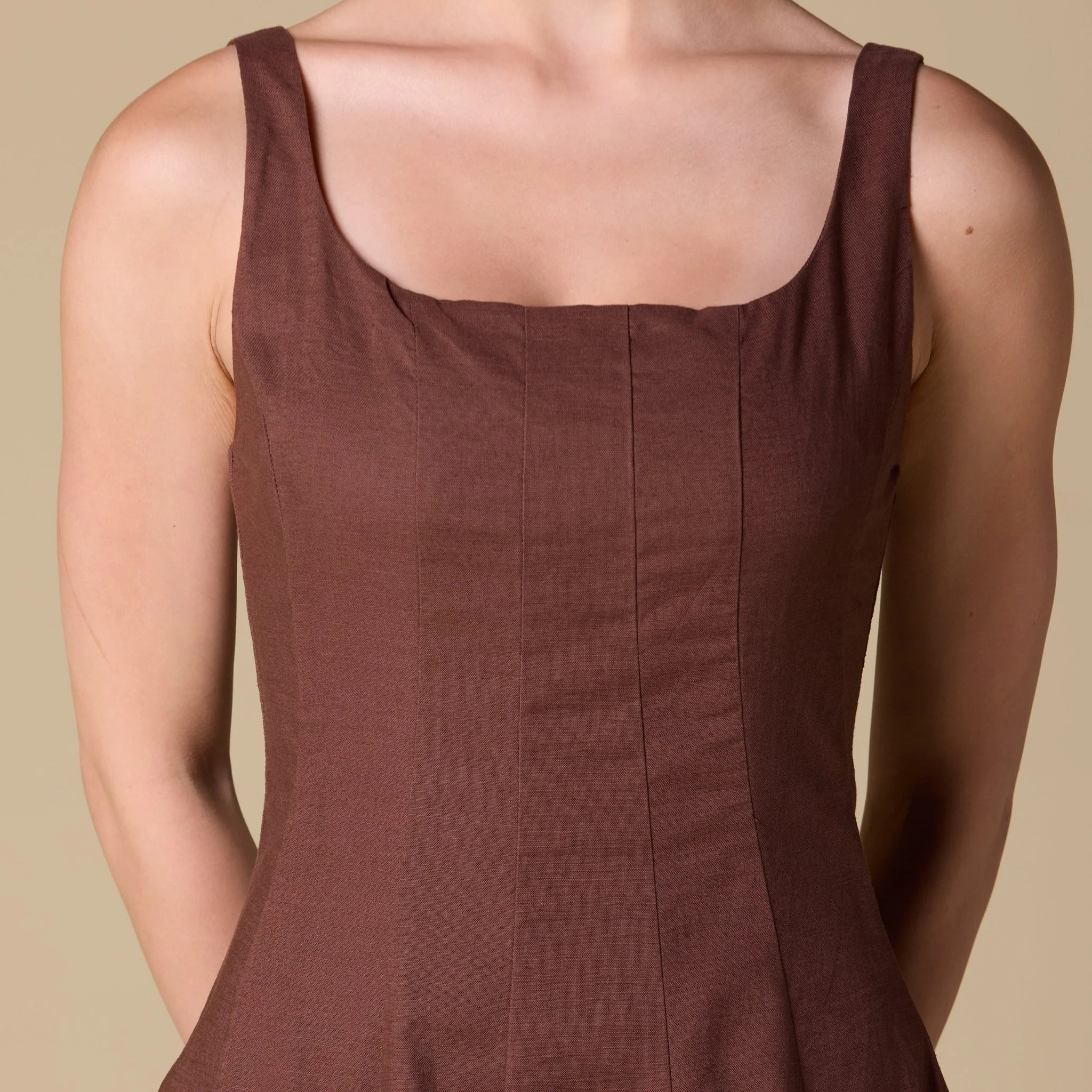 Linen Blend A-Line Midi Dress - Image 3