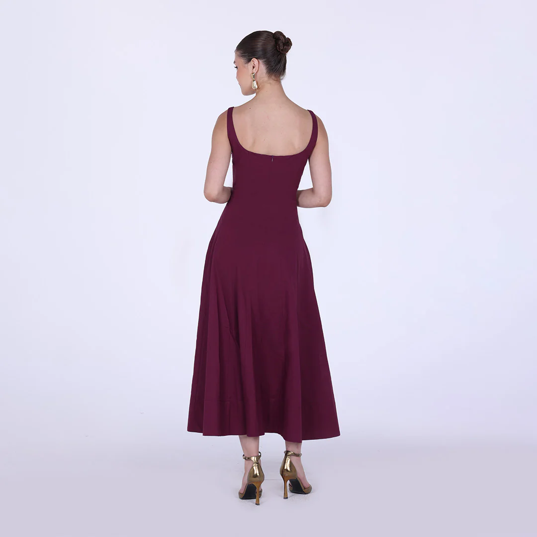 Linen Blend A-Line Midi Dress - Image 7