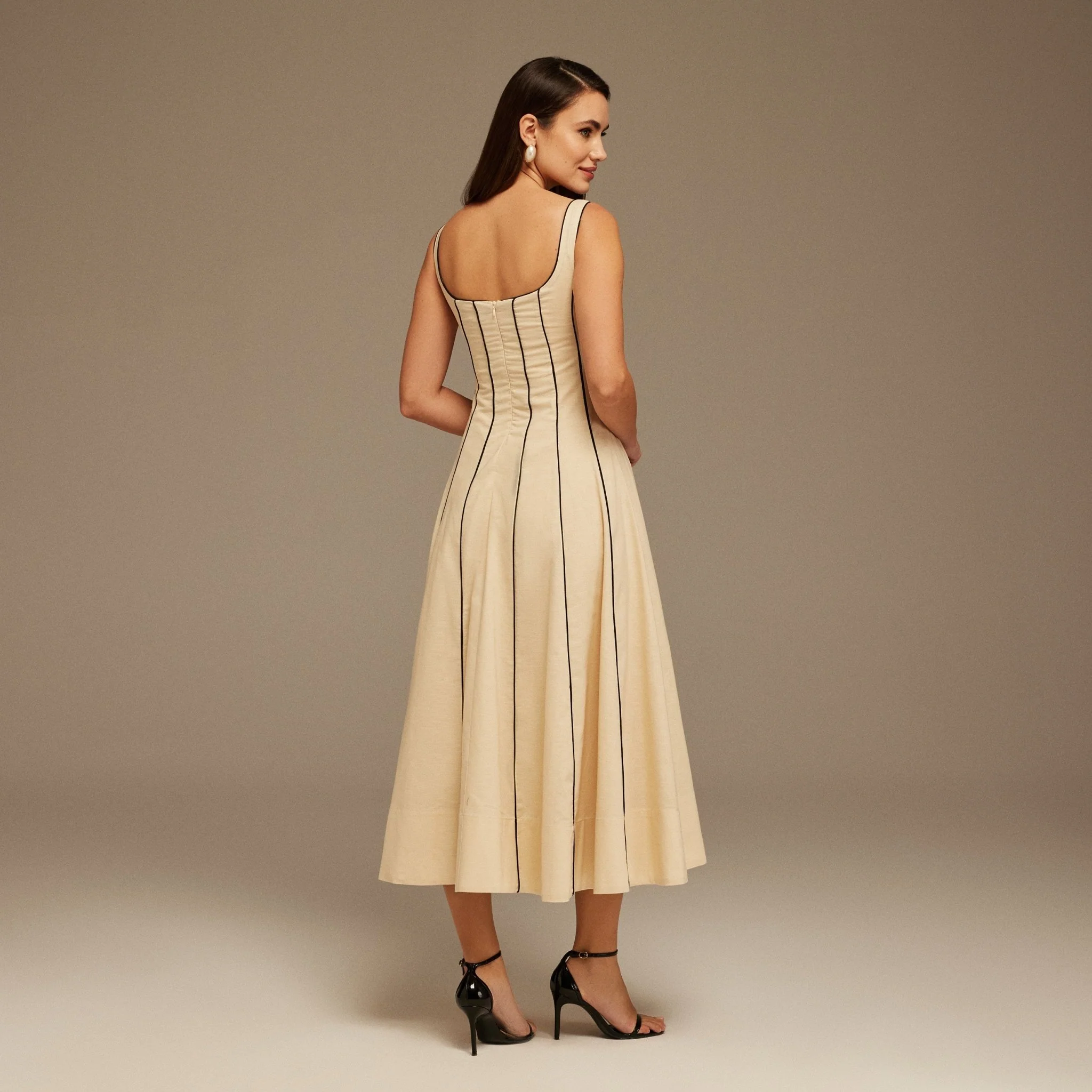 Linen Blend Maxi Sleeveless Dress - Image 4