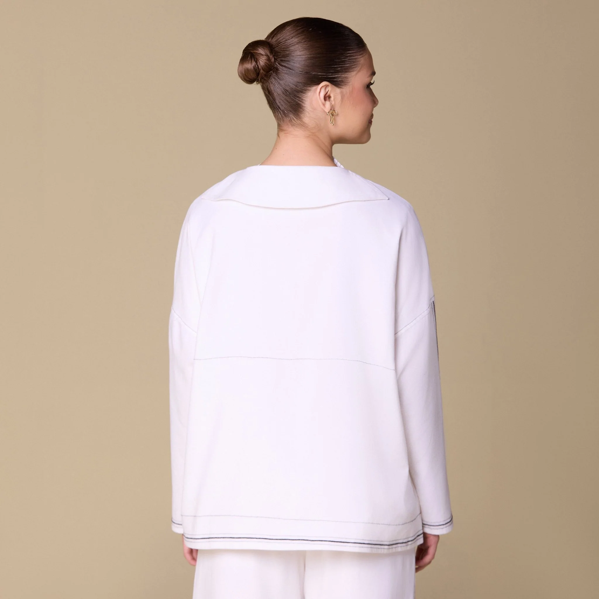 White Linen Shirt with Stitch Detailing - Image 3