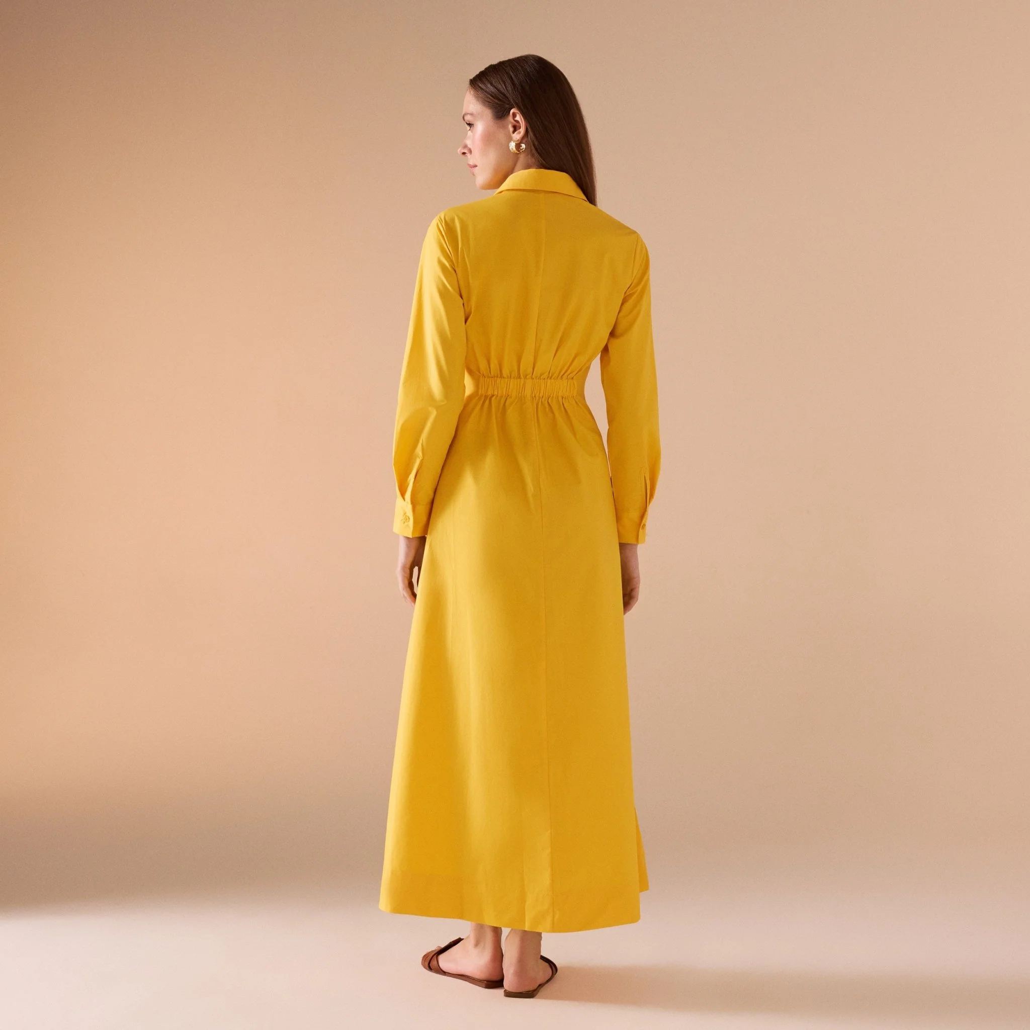 Long Sleeve A-line Maxi Poplin Dress - Image 12