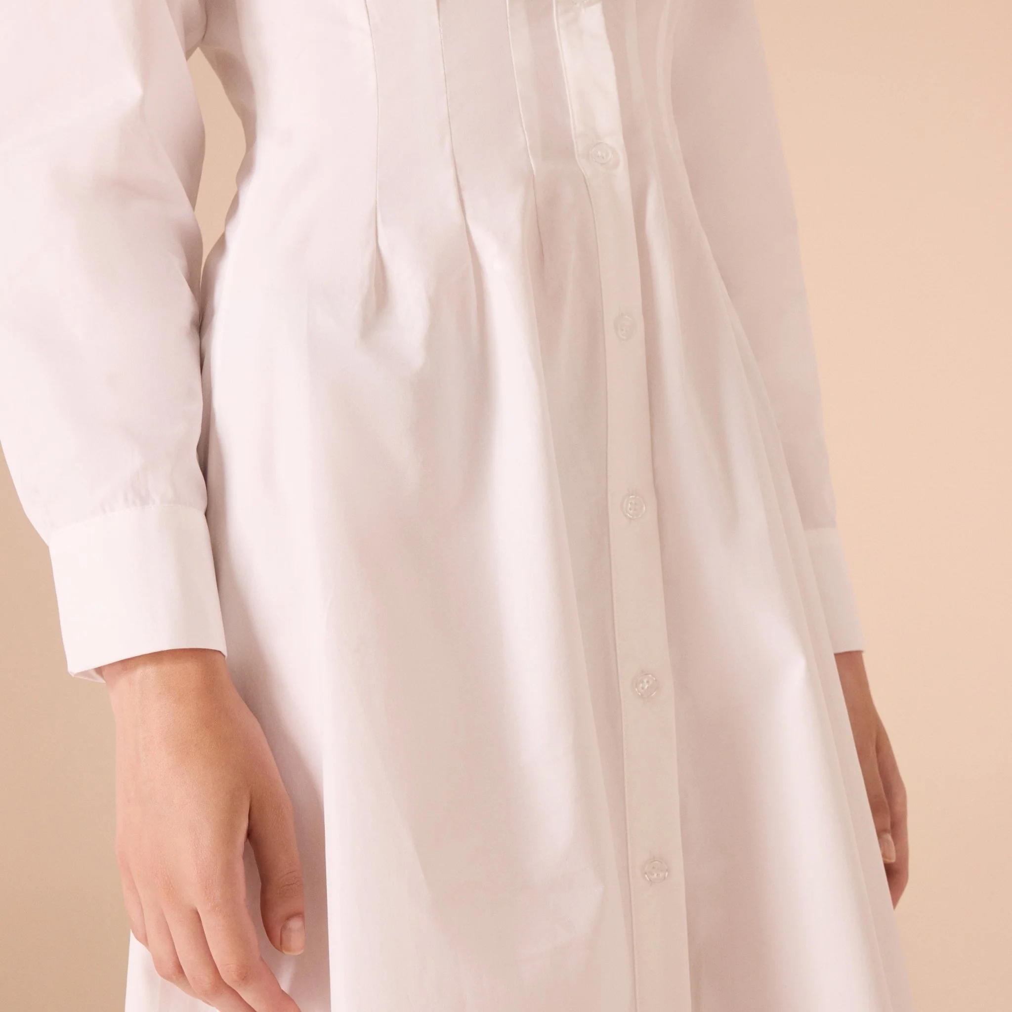 Long Sleeve A-line Maxi Poplin Dress - Image 3