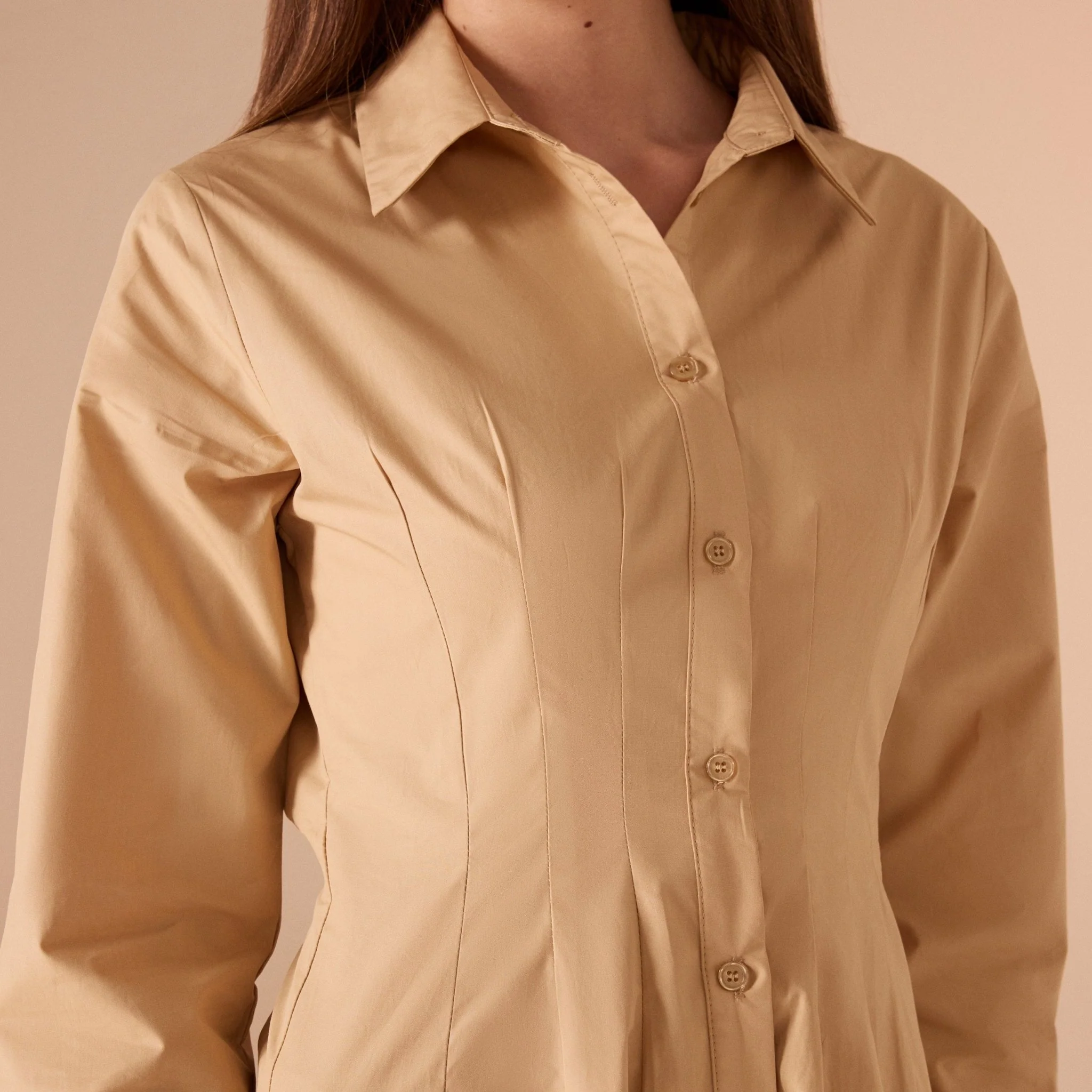 Long Sleeve A-line Maxi Poplin Dress - Image 7