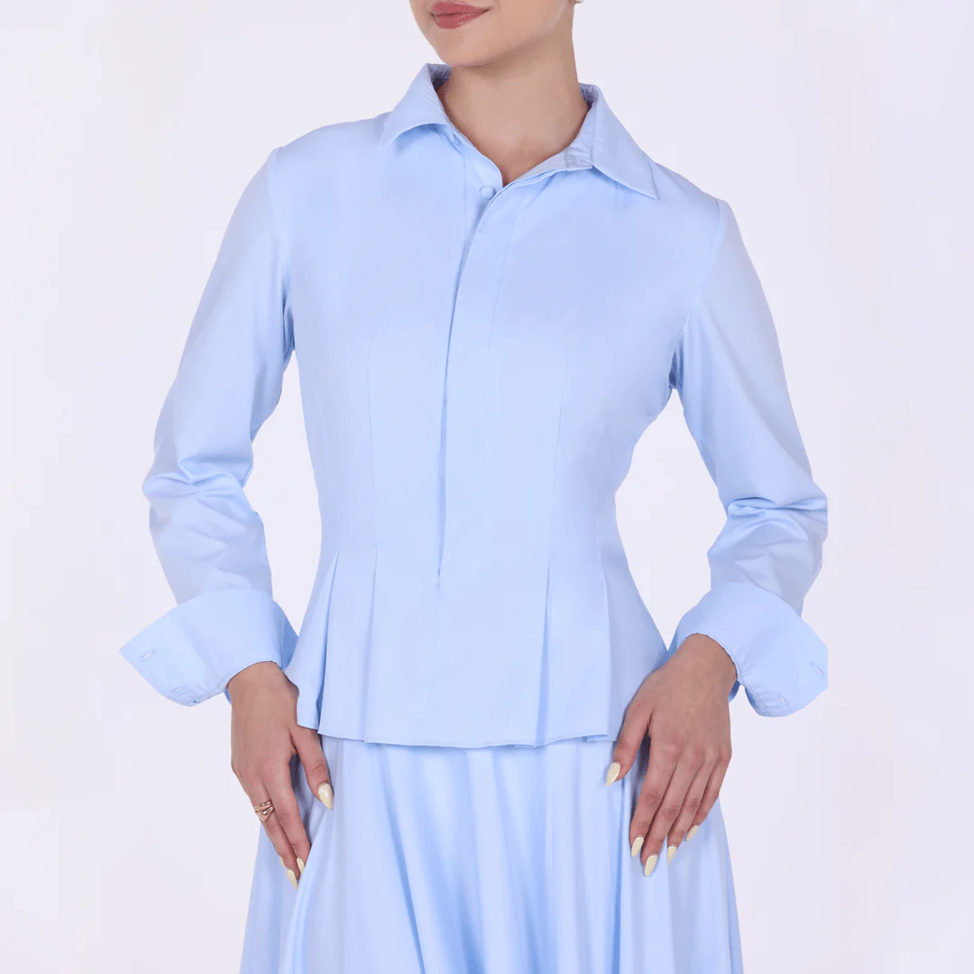 Long Sleeve A-Line Midi Dress with Shirt Collar - Image 2