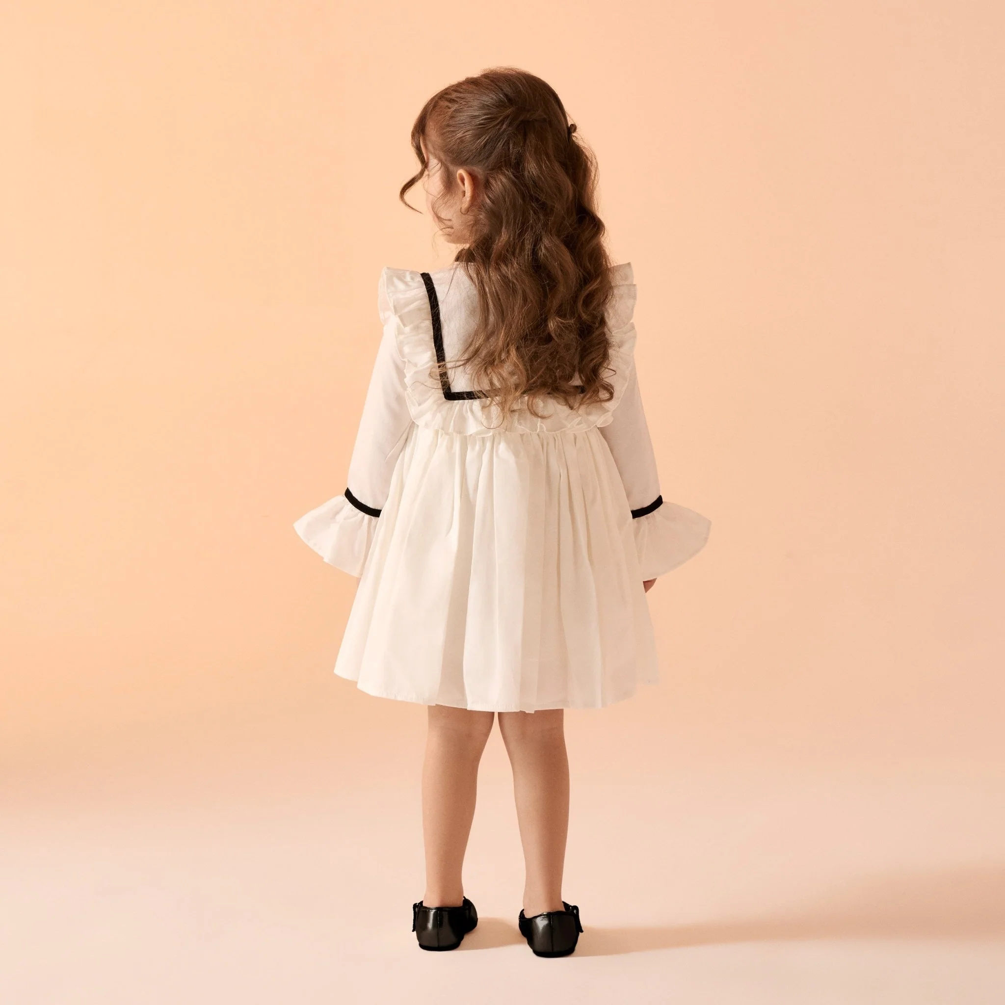 Off White Long Sleeve Cotton Dress - Image 4