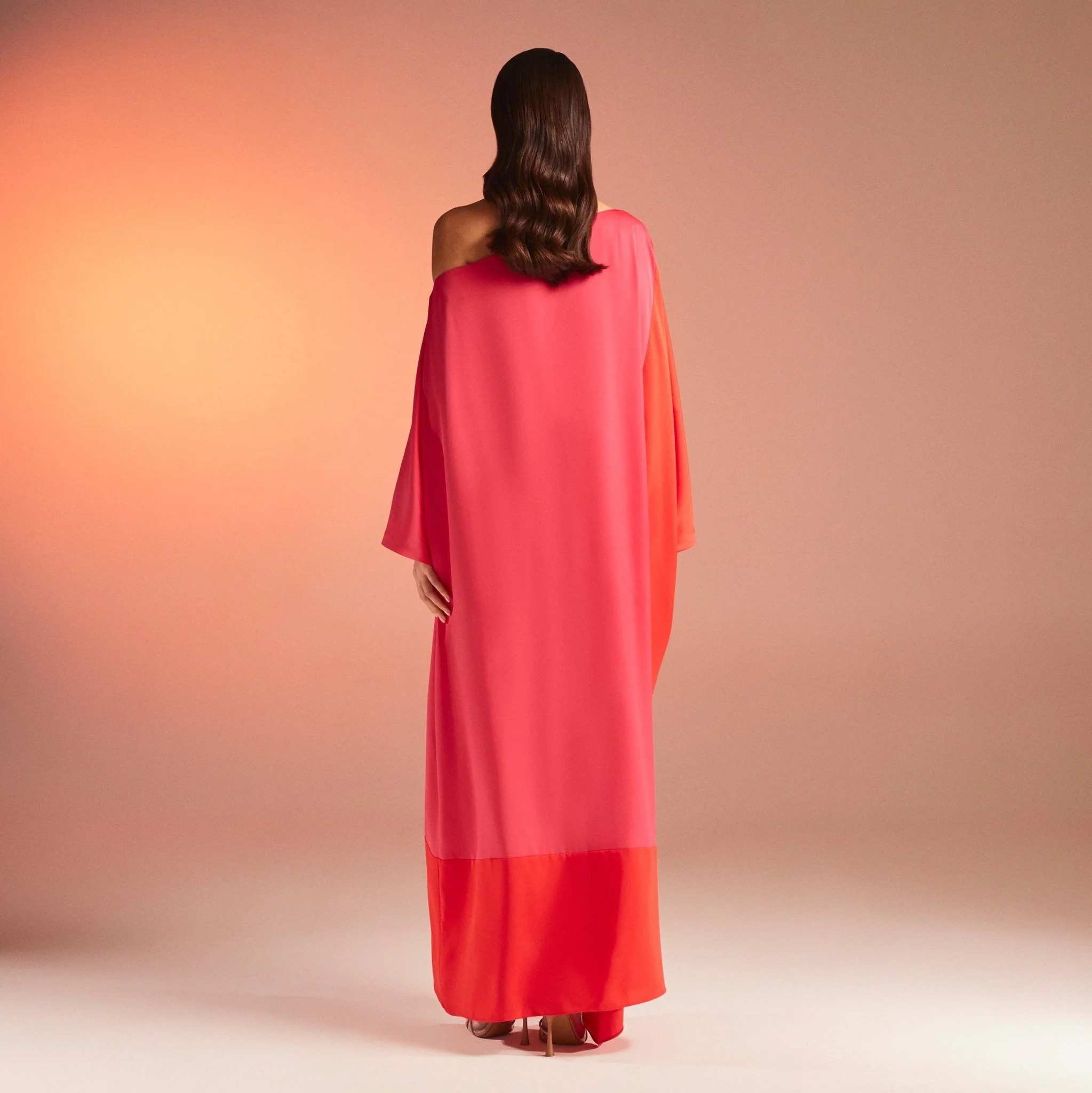 Long Sleeve Dropped Shoulder Satin Kaftan - Image 4