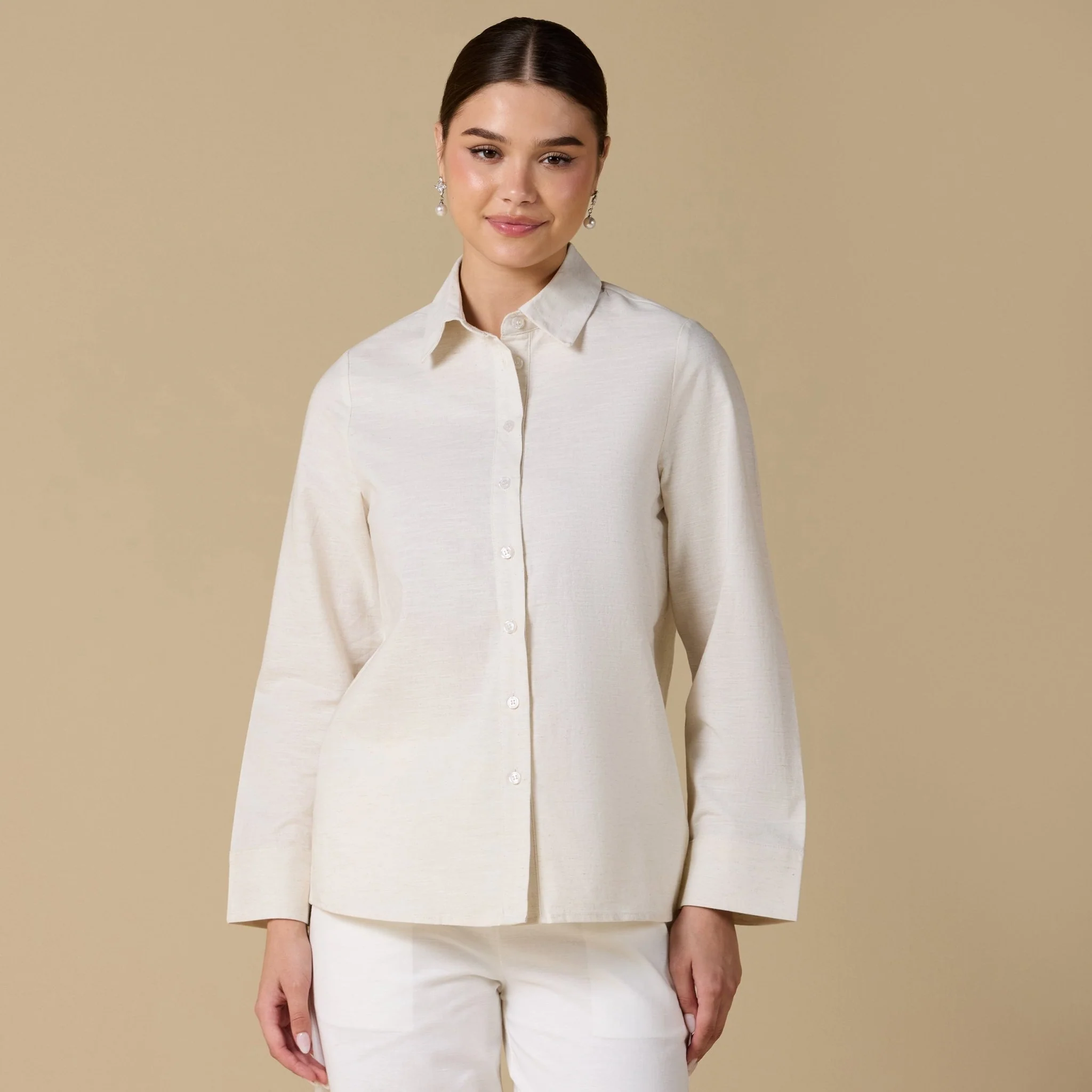 Long Sleeve Blended Shirt
