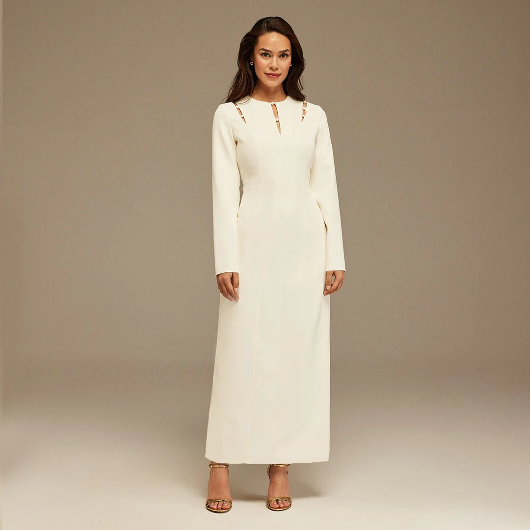 Long-Sleeve Maxi Dress With Intricate Details