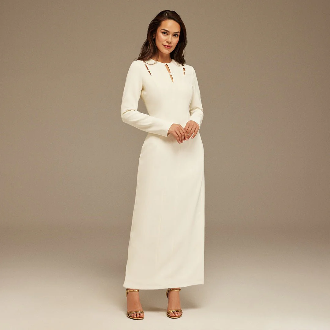 Long-Sleeve Maxi Dress With Intricate Details - Image 2