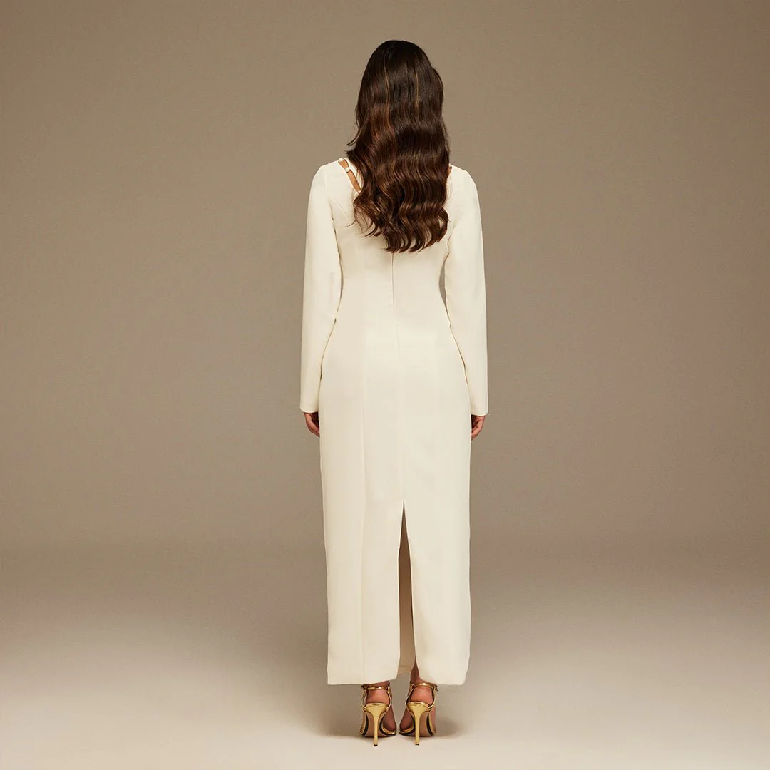 Long-Sleeve Maxi Dress With Intricate Details - Image 4