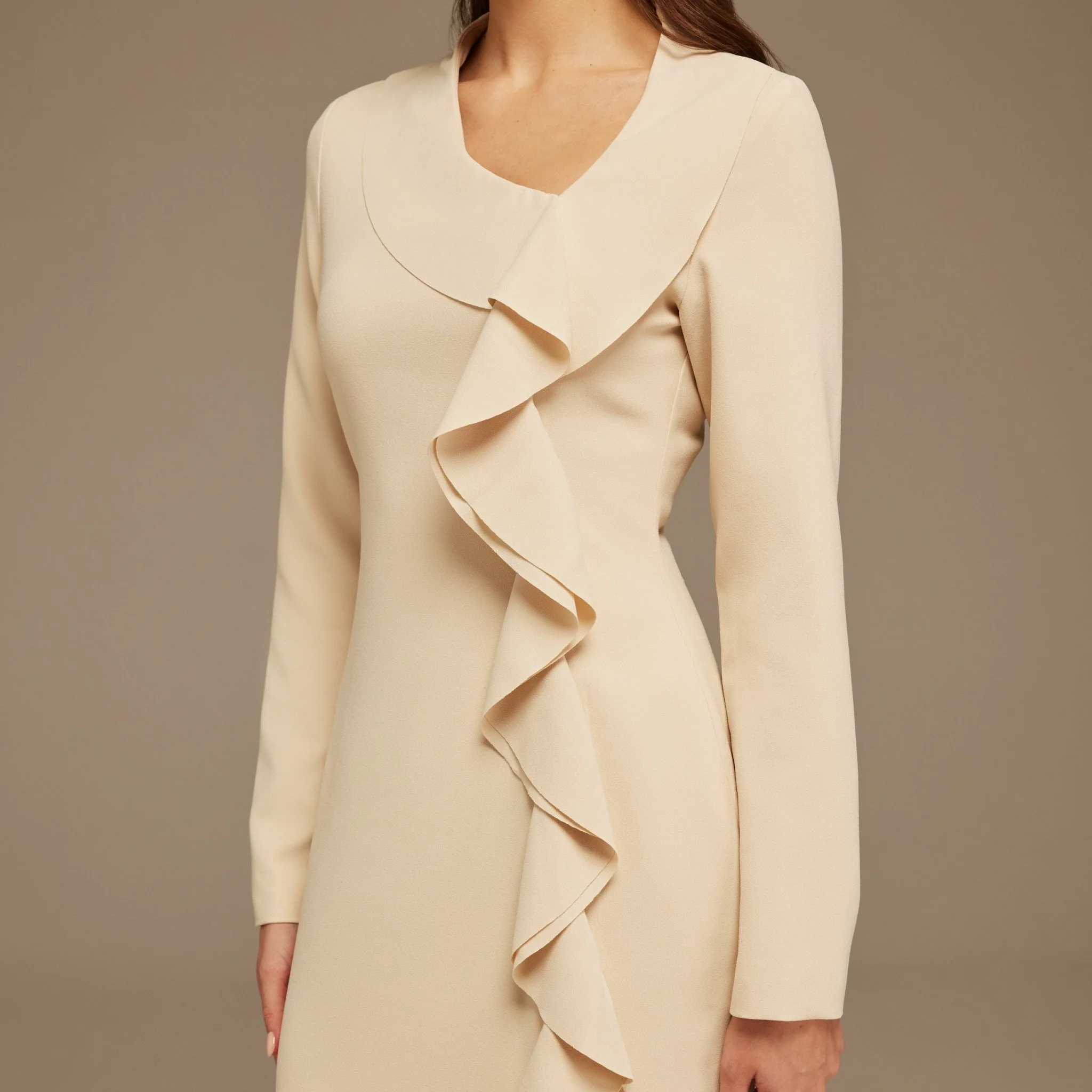 Long Sleeve Midi Dress with Ruffles - Image 3