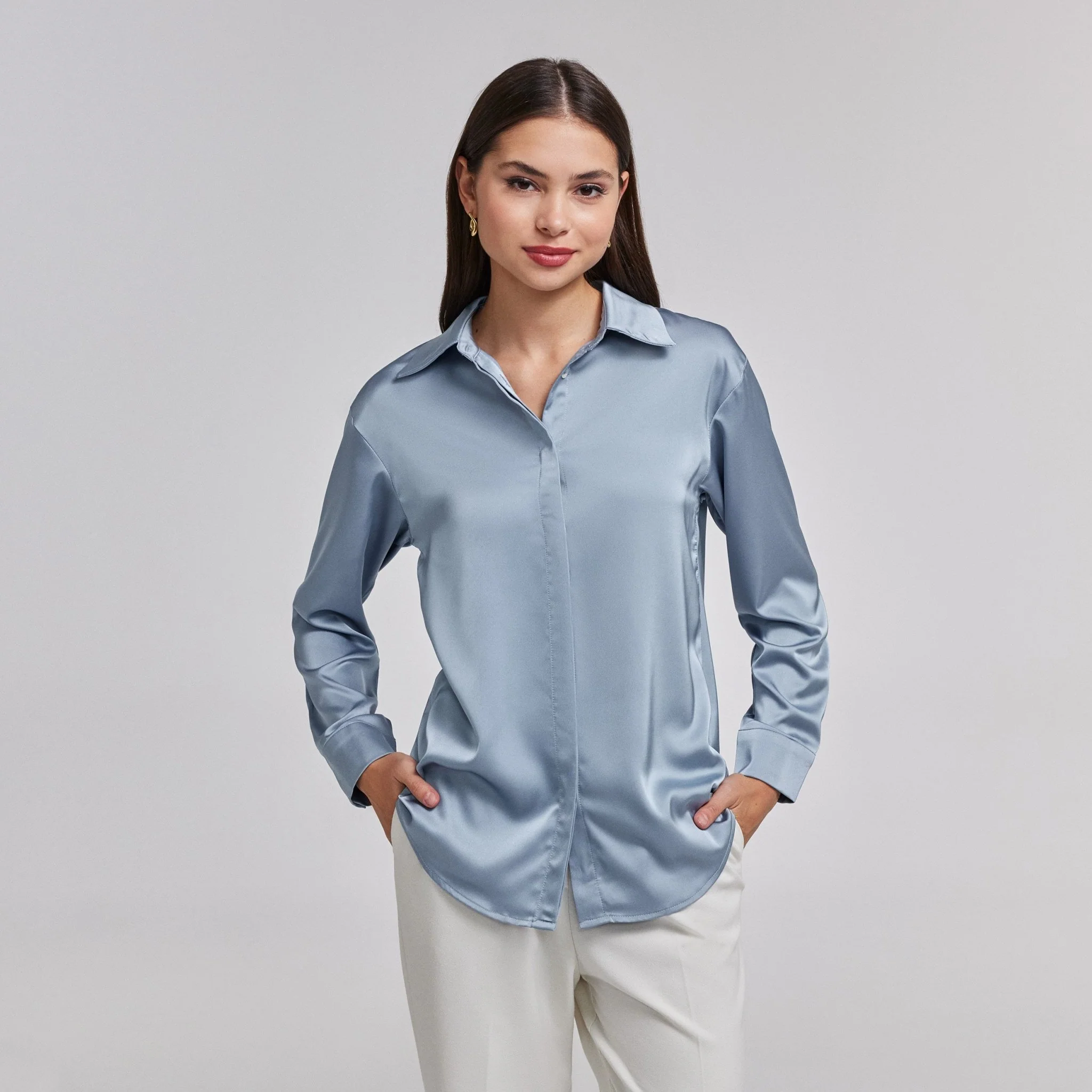 Long Sleeve Satin Shirt - Image 3