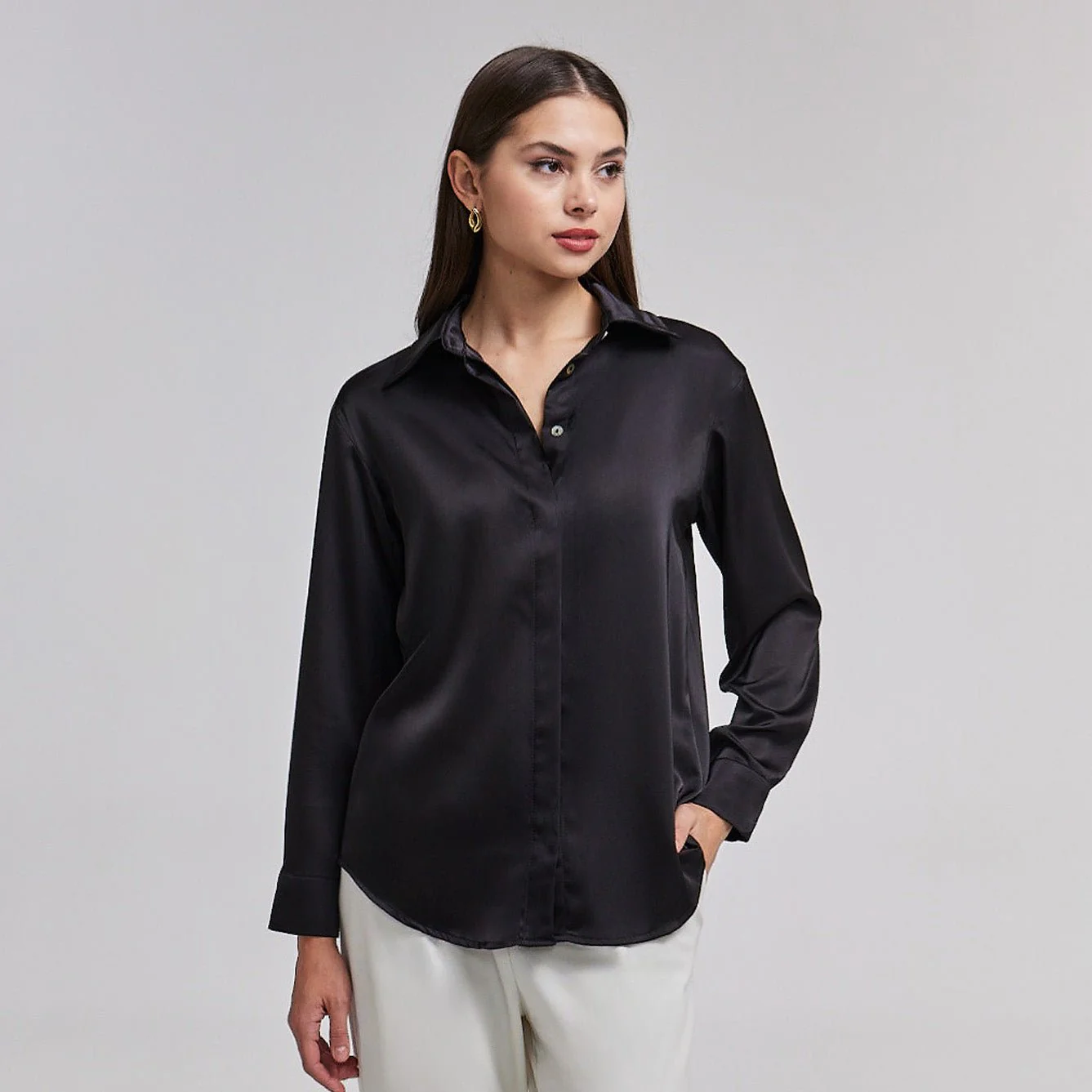 Long Sleeve Satin Shirt - Image 4