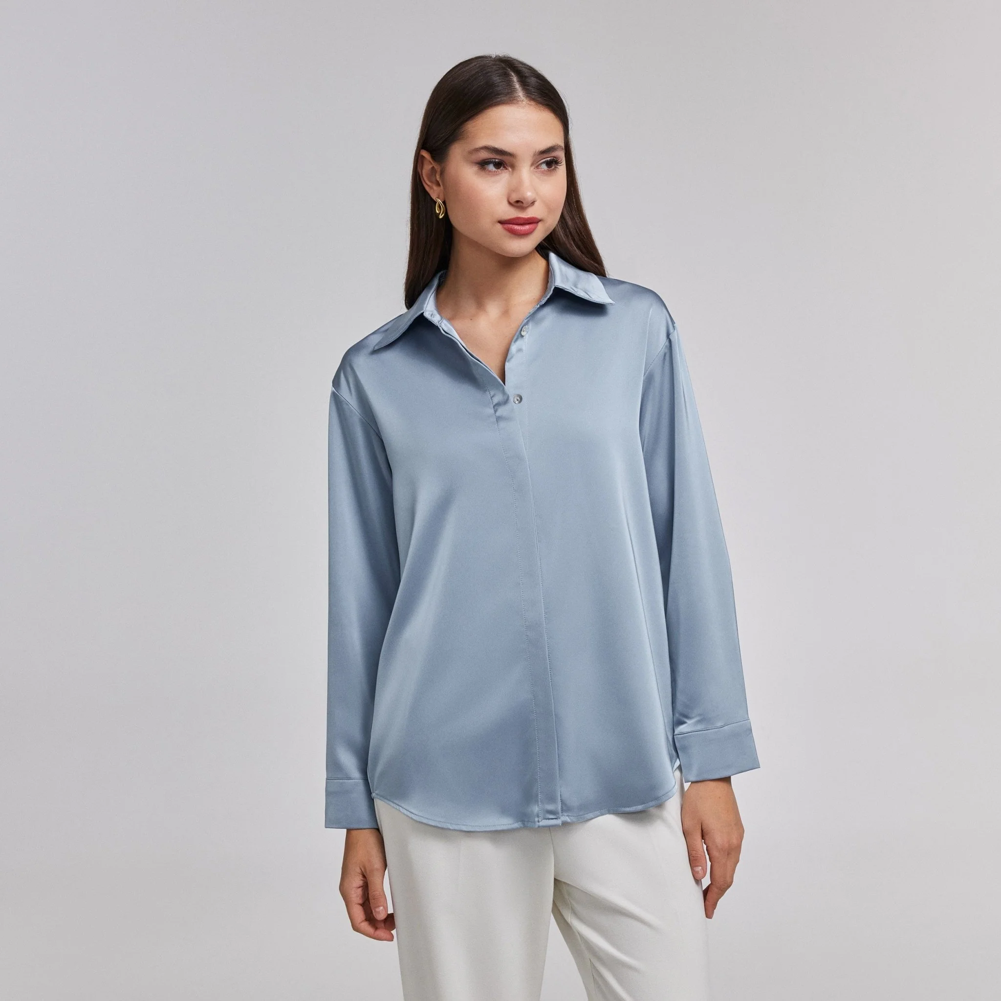 Long Sleeve Satin Shirt - Image 6