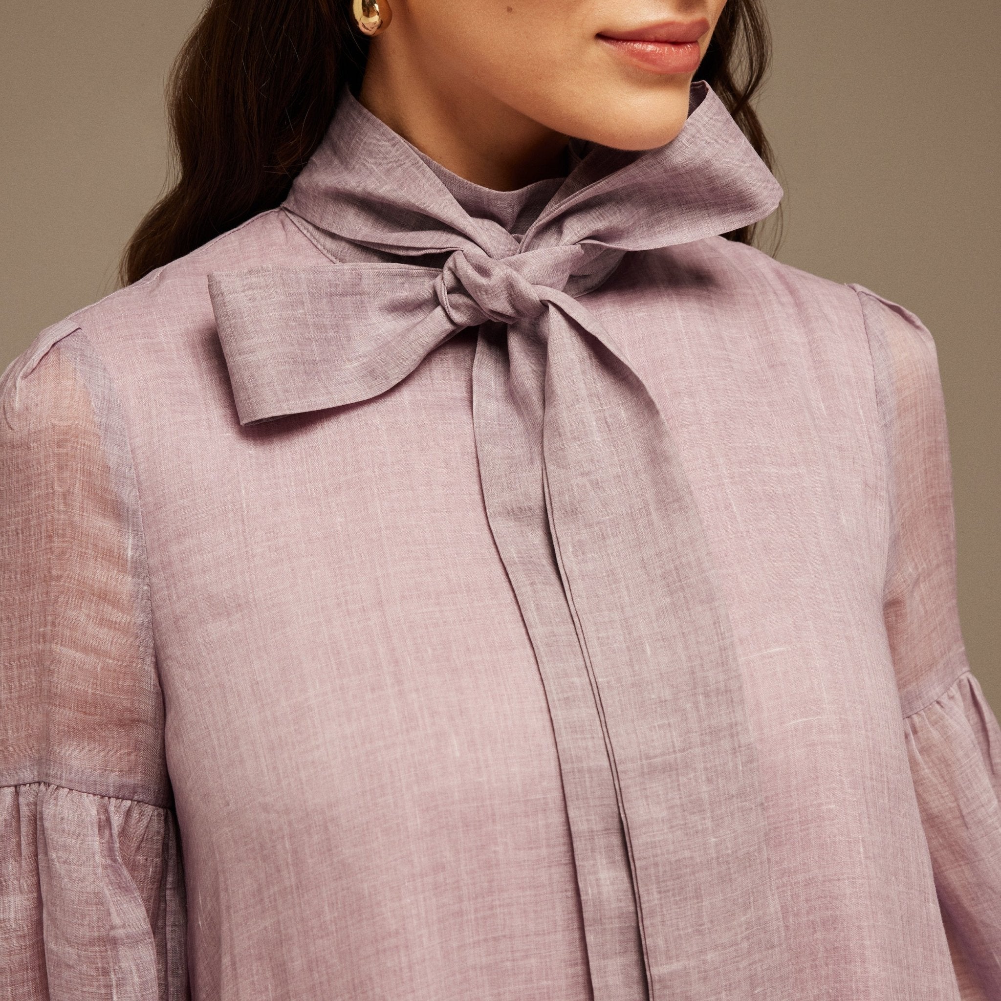 Purple Long Sleeve With Neck Bow Dress - Image 3