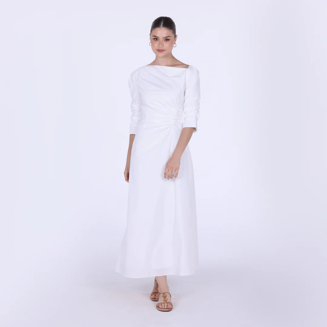 Low Waist Cutout Draped Pleated Dress